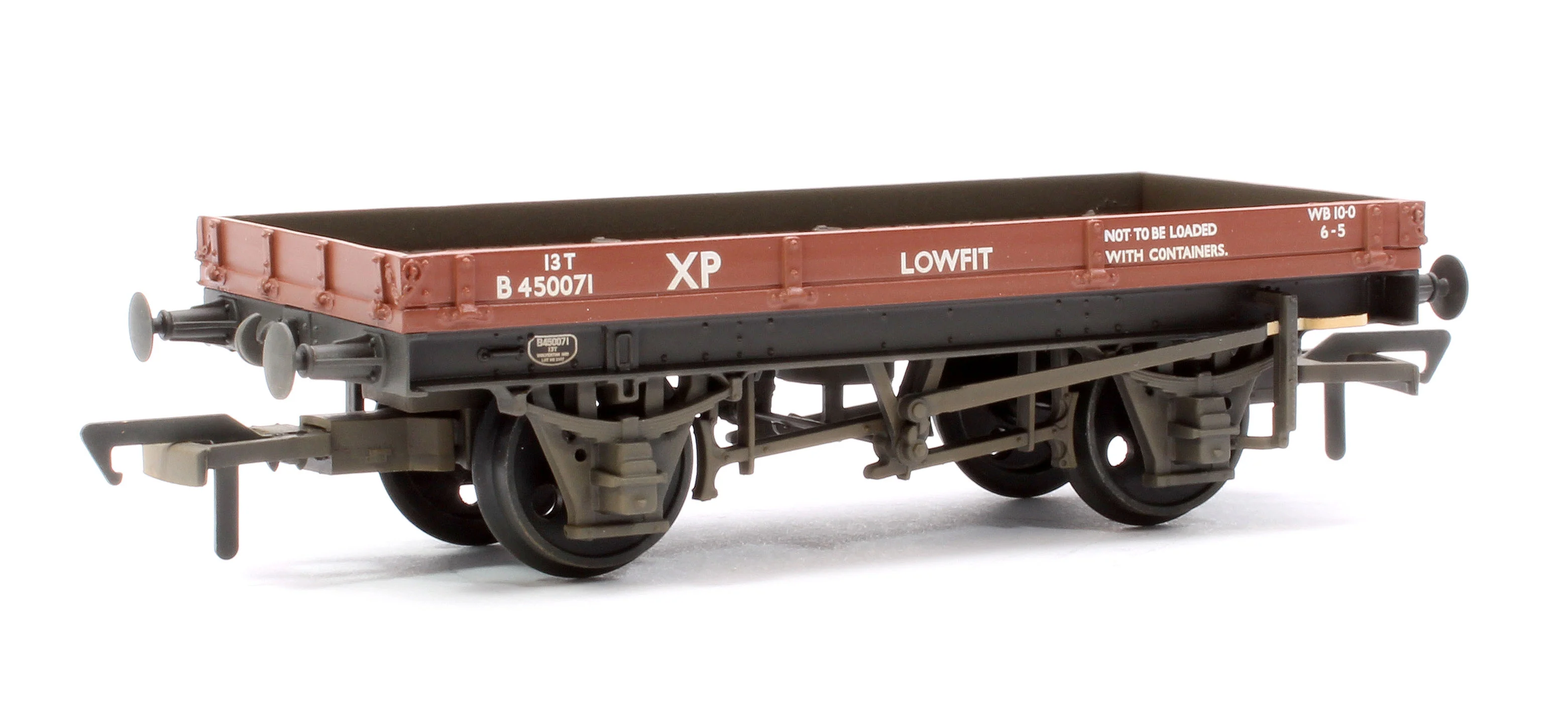 37-477E 1 Plank 'Lowfit' Wagon BR Bauxite (Early) No.B450071 - Weathered - Image 3