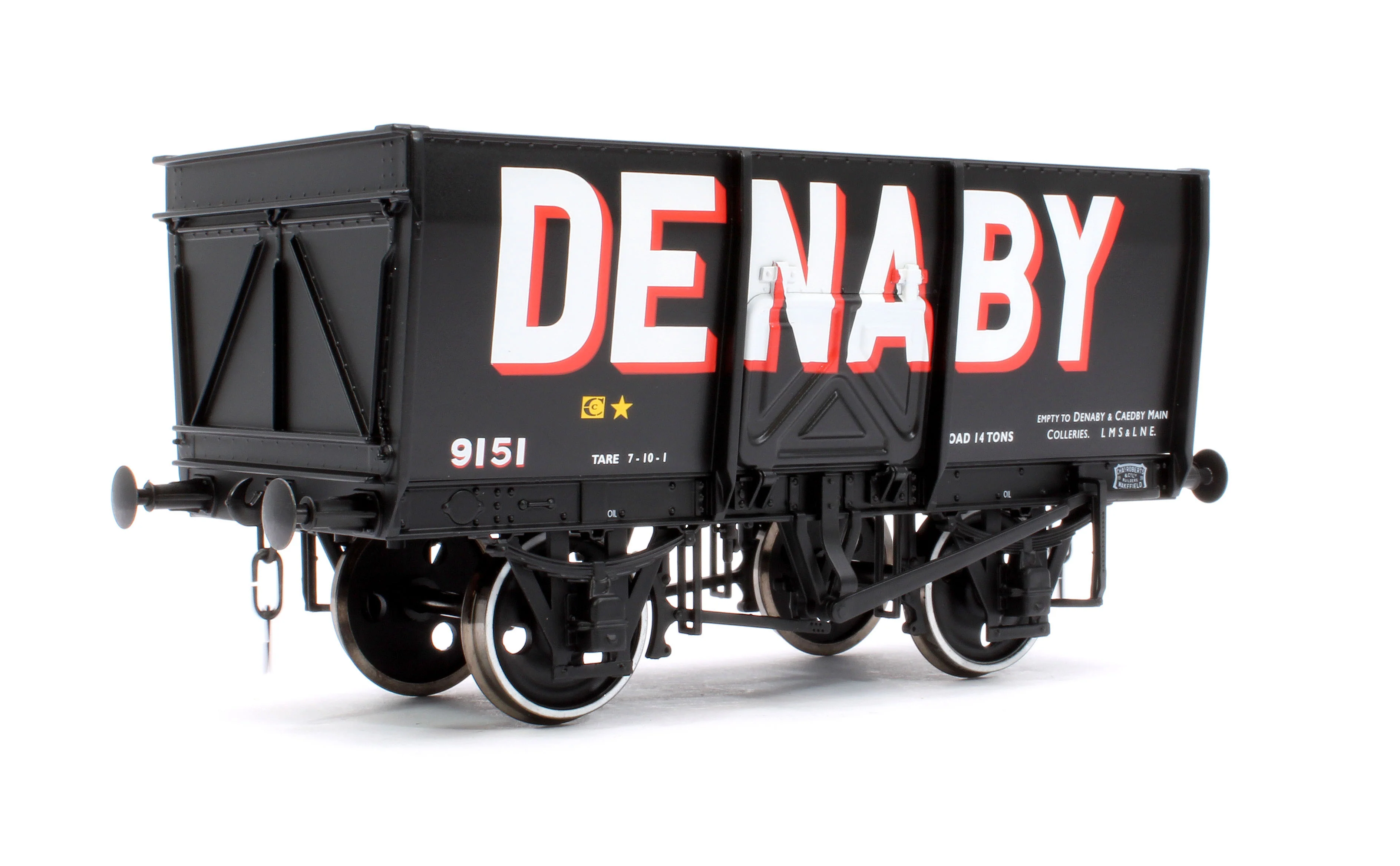 7F-041-005 14T Slope Sided Mineral Wagon Black 9151 Denaby - Image 3