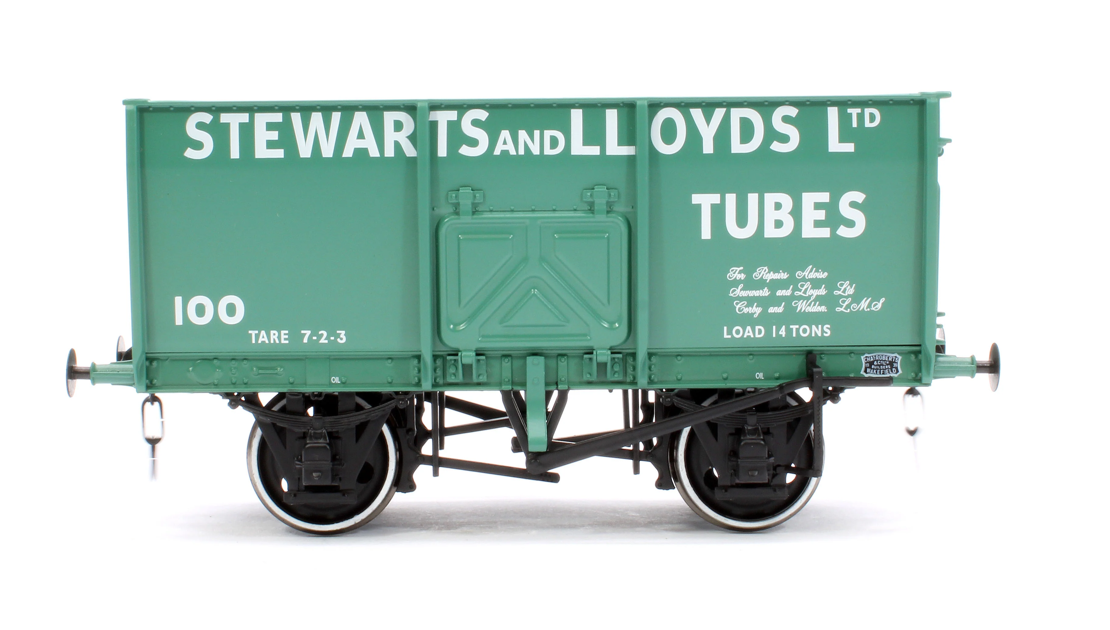 7F-041-007 14T Slope Sided Mineral Wagon Green 100 Stewart & Lloyd - Image 2