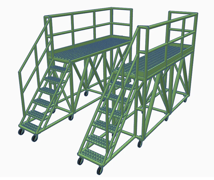 BSAS2LG 2 x Access Steps Left & Right Stairs - Industrial Green