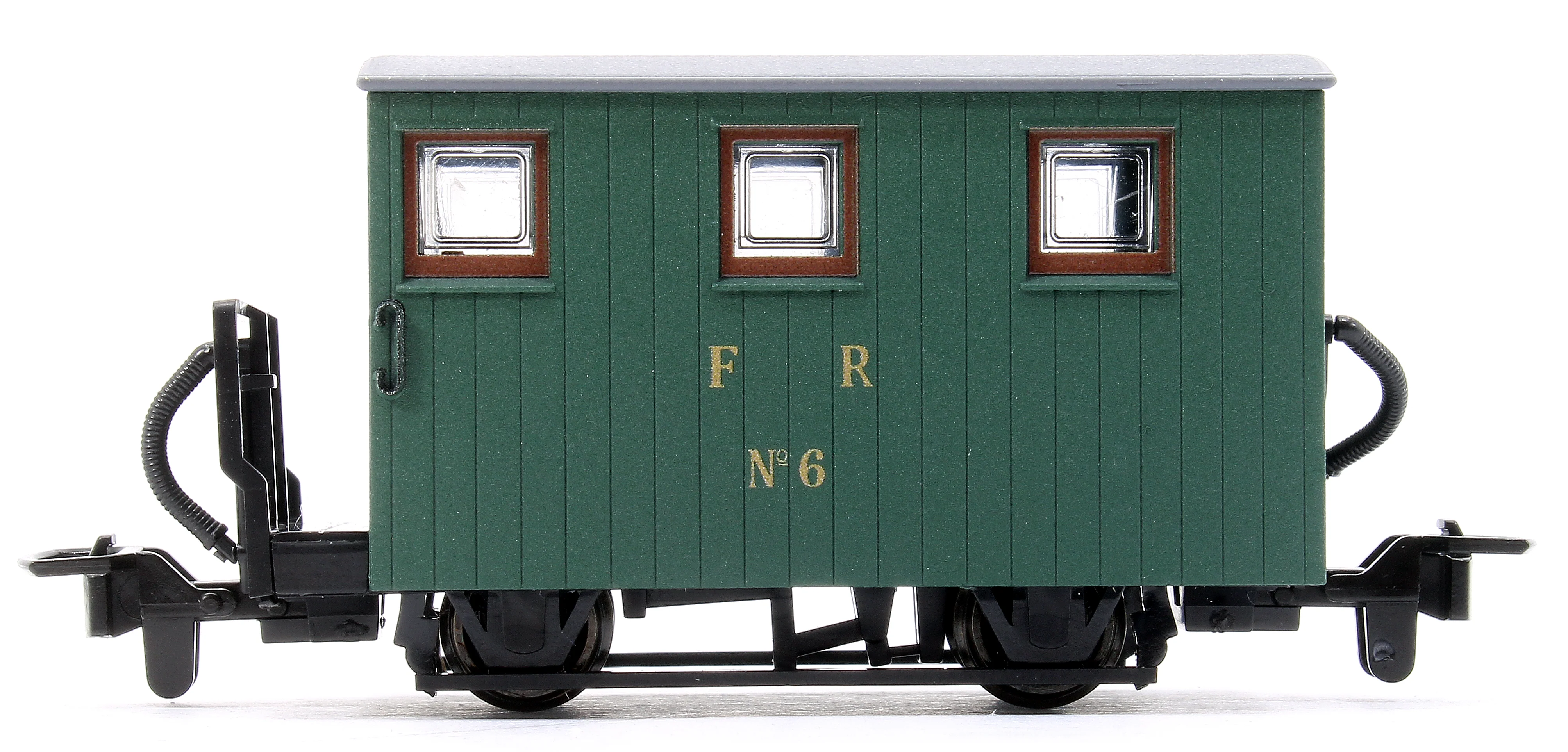 GR590A 4 Wheel Ffestiniog Railway Single Balcony Brake Van Green No.6 - Image 3