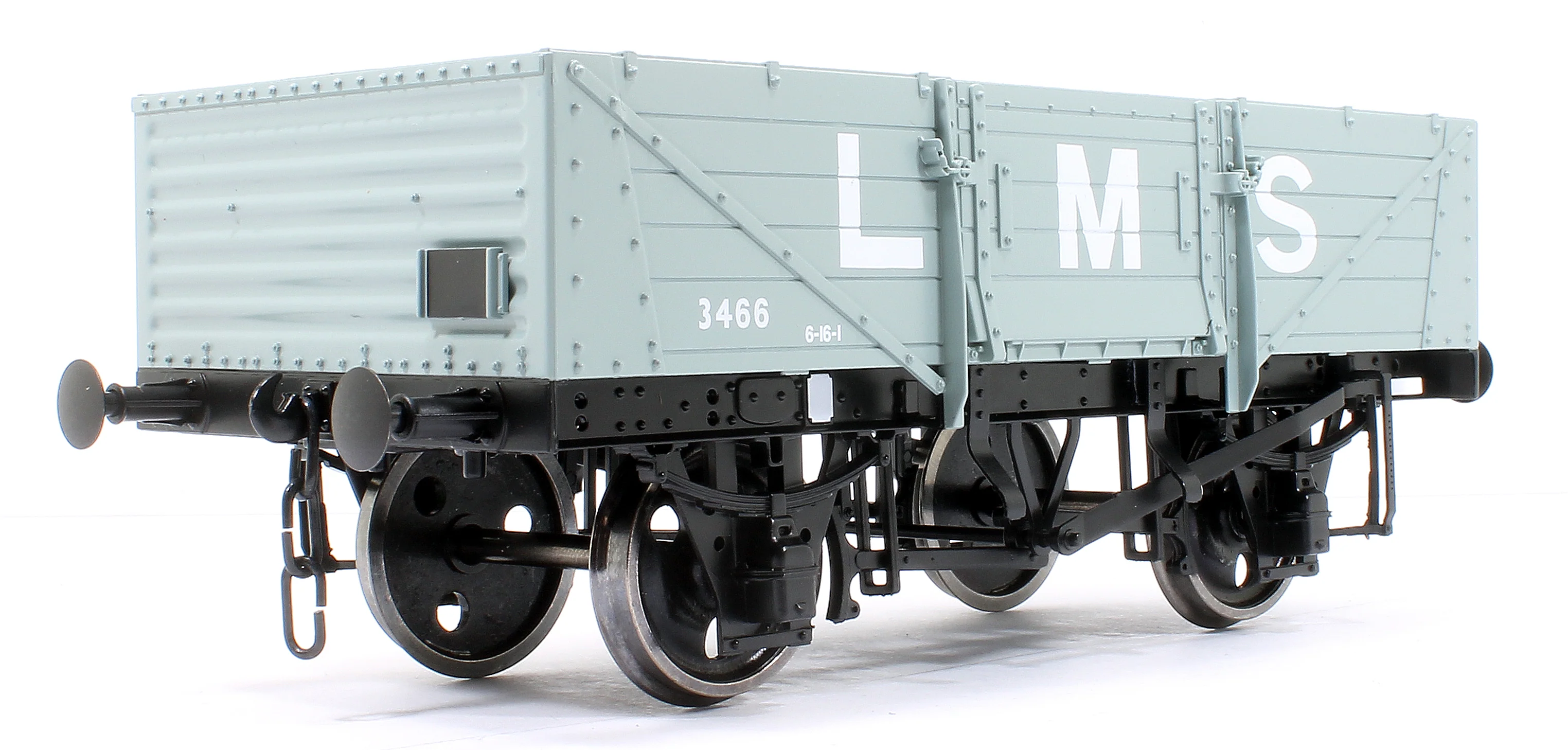 7F-053-012 5 Plank Wagon Corrugated End LMS Grey 3466 - Image 2
