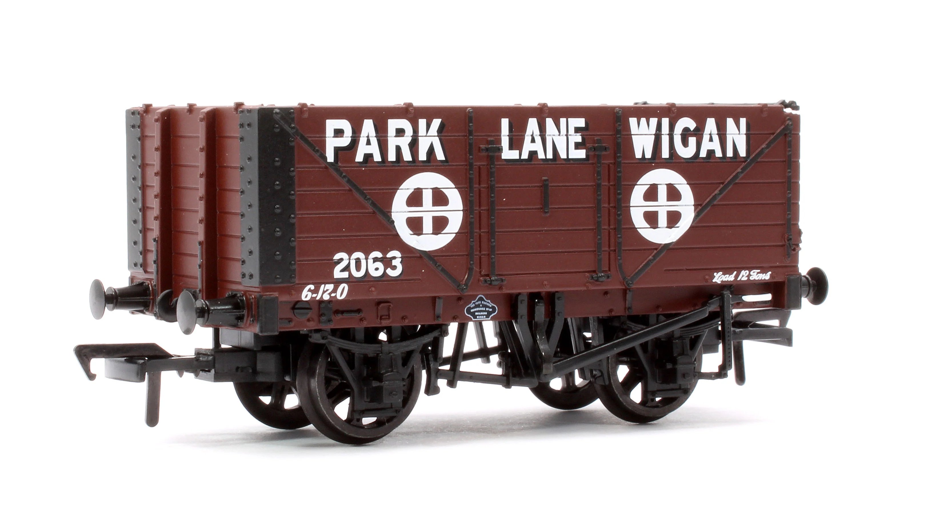 37-082C 7 Plank End Door Wagon 'Park Lane Wigan' Brown No.2063