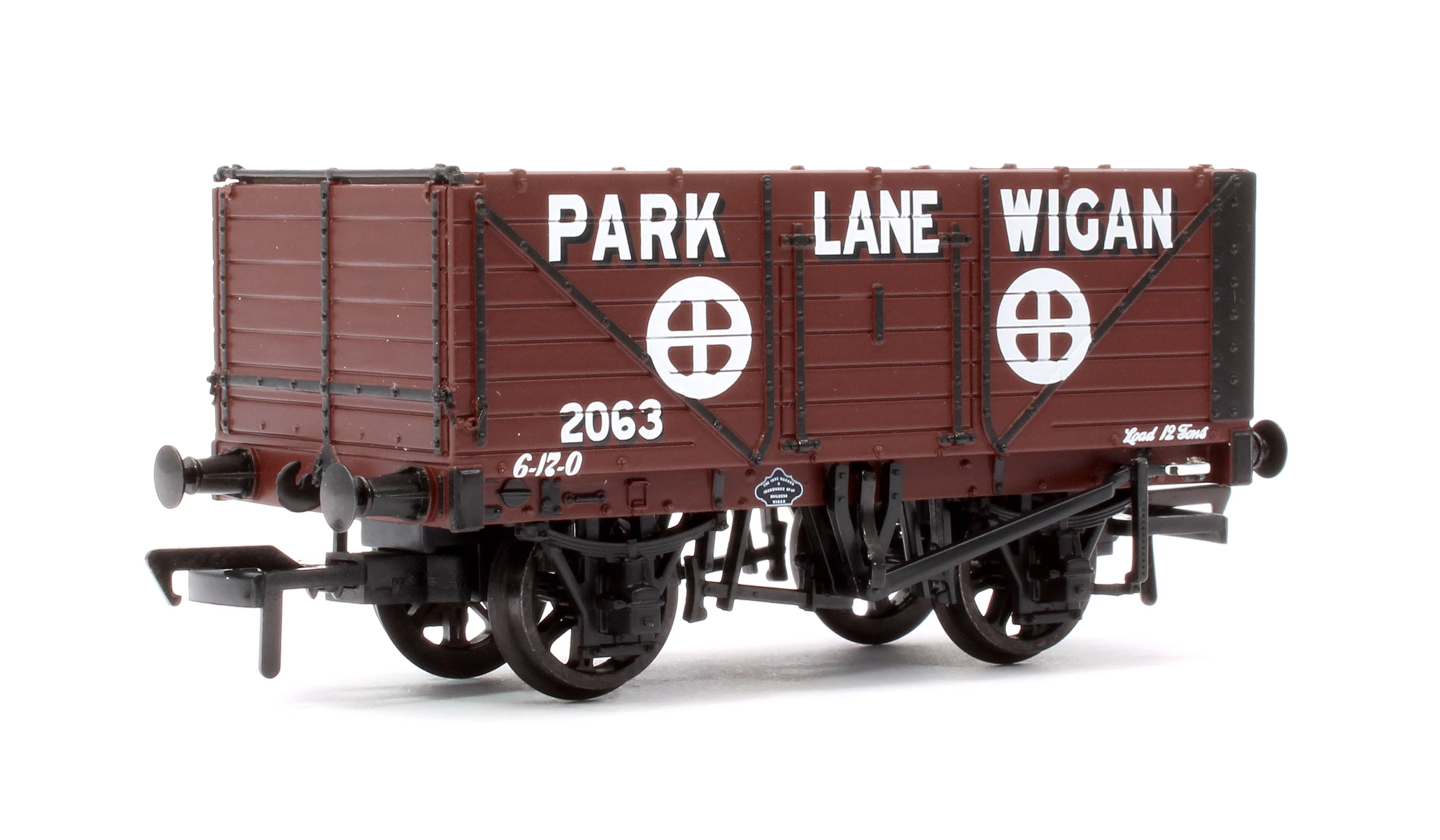 37-082C 7 Plank End Door Wagon 'Park Lane Wigan' Brown No.2063 - Image 3