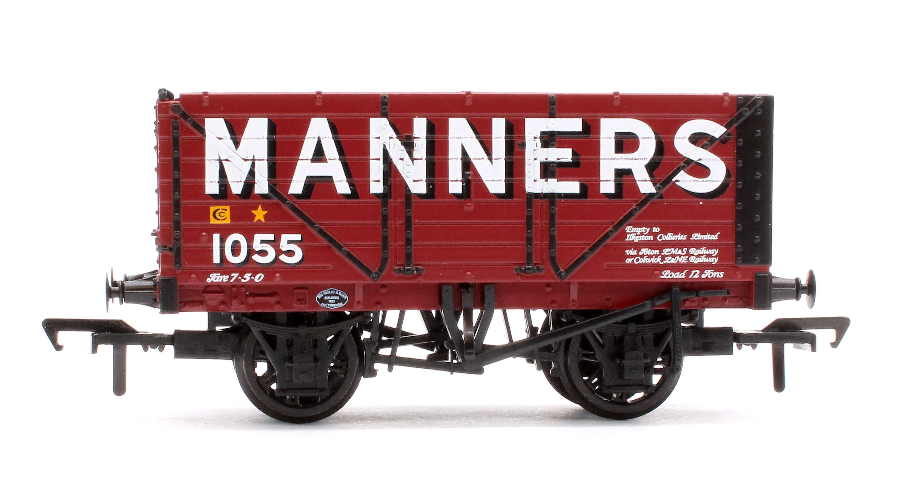 37-136 8 Plank End Door Wagon 'Manners' Red No.1055 - Image 2