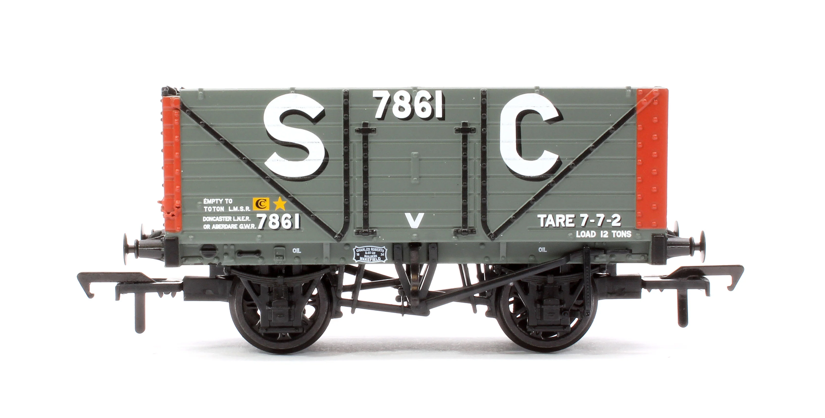 37-129A 8 Plank End Door Wagon 'Stephenson Clarke & Assoc. London' Grey/Red No.7861 - Image 2