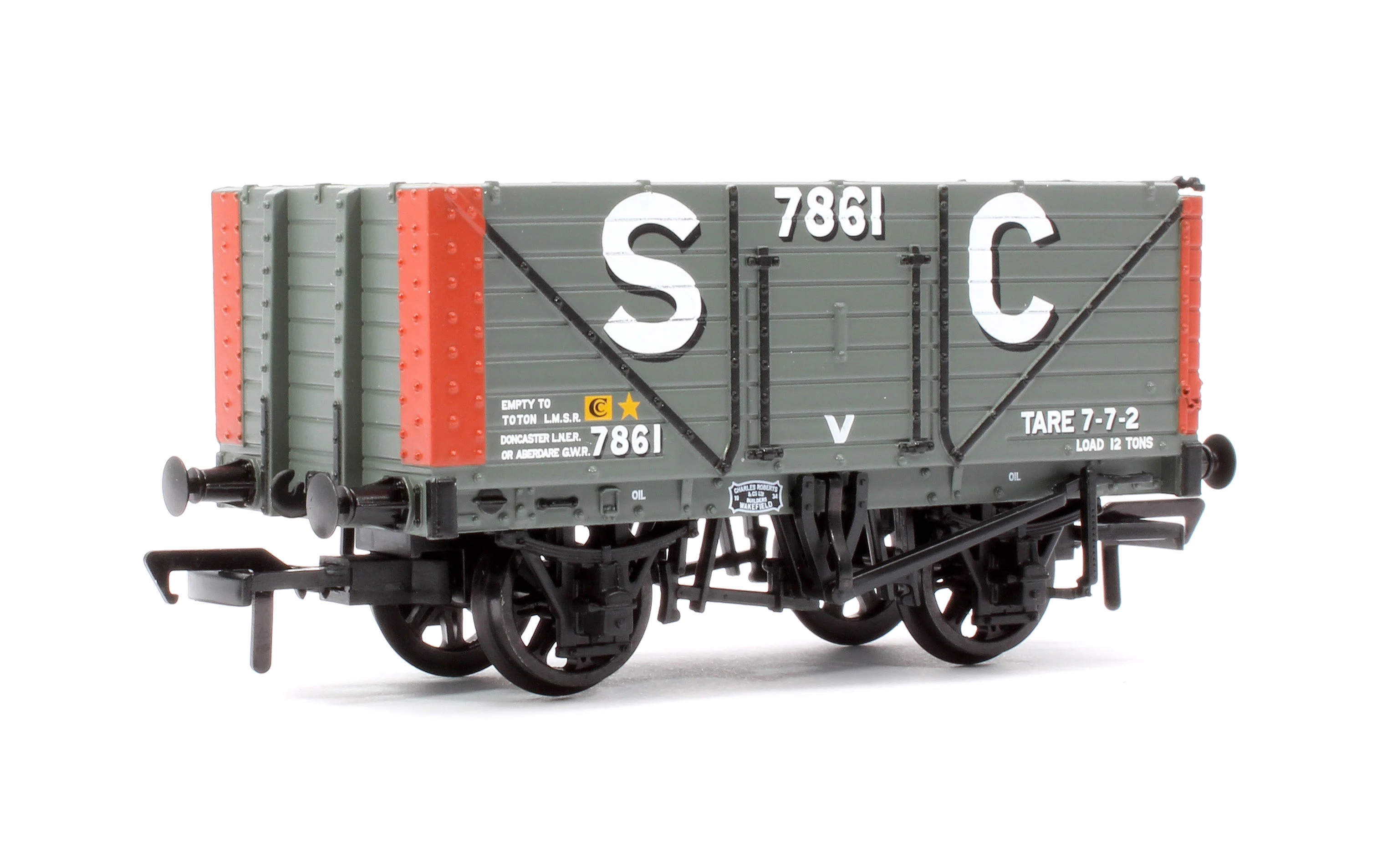 37-129A 8 Plank End Door Wagon 'Stephenson Clarke & Assoc. London' Grey/Red No.7861 - Image 3