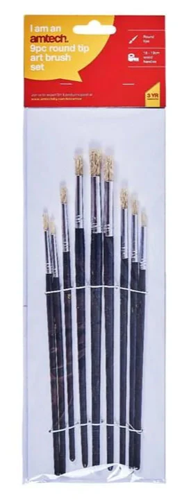 AM-S4135 9 Piece round tip art brush set - Image 2
