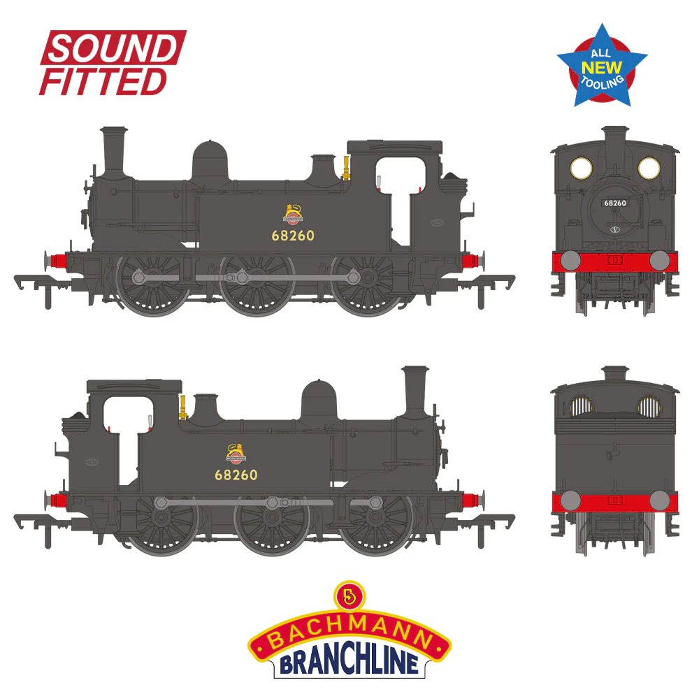 31-069SF NER E (J71) 68260 BR Black (Early Emblem) Steam Tank Locomotive - DCC Sound - Image 7