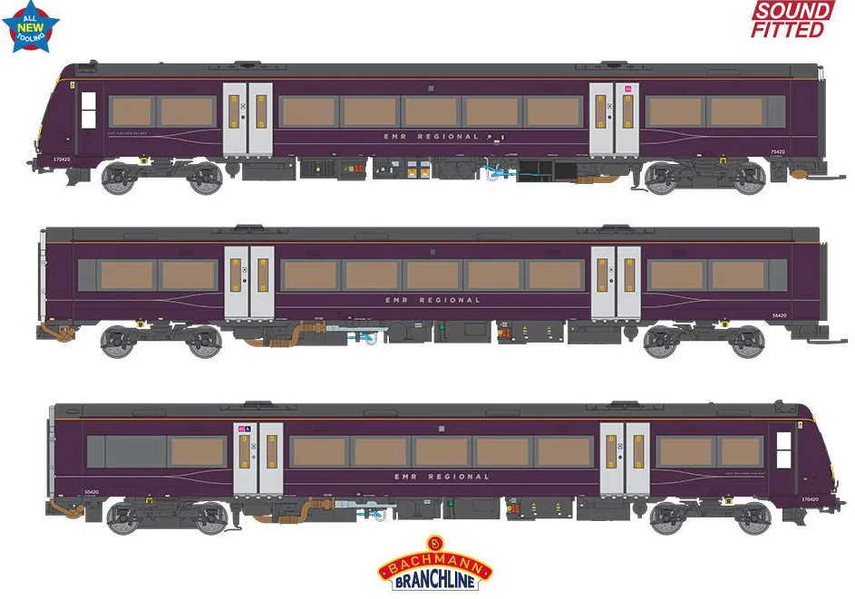 35-626SF Class 170/4 3-Car DMU 170420 East Midland Railways (EMR Regional) - DCC Sound