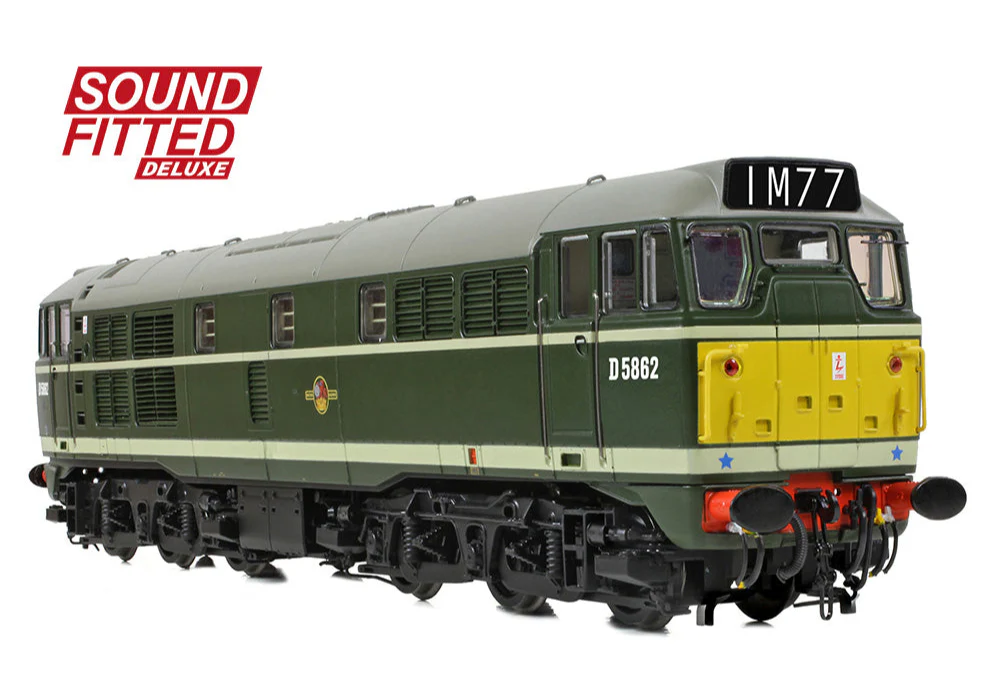 35-802ASFX Class 30 D5862 BR Green (Small Yellow Panels) Diesel Locomotive - DCC Sound Deluxe - Image 3