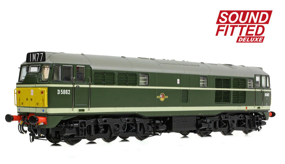 35-802ASFX Class 30 D5862 BR Green (Small Yellow Panels) Diesel Locomotive - DCC Sound Deluxe - Image 4