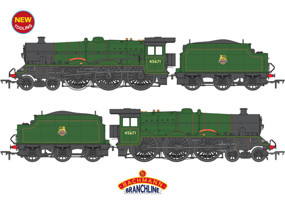 35-976 LMS Jubilee with Riveted Stanier Tender 45671 'Prince Rupert' BR Lined Green (Early Emblem) Steam Locomotive