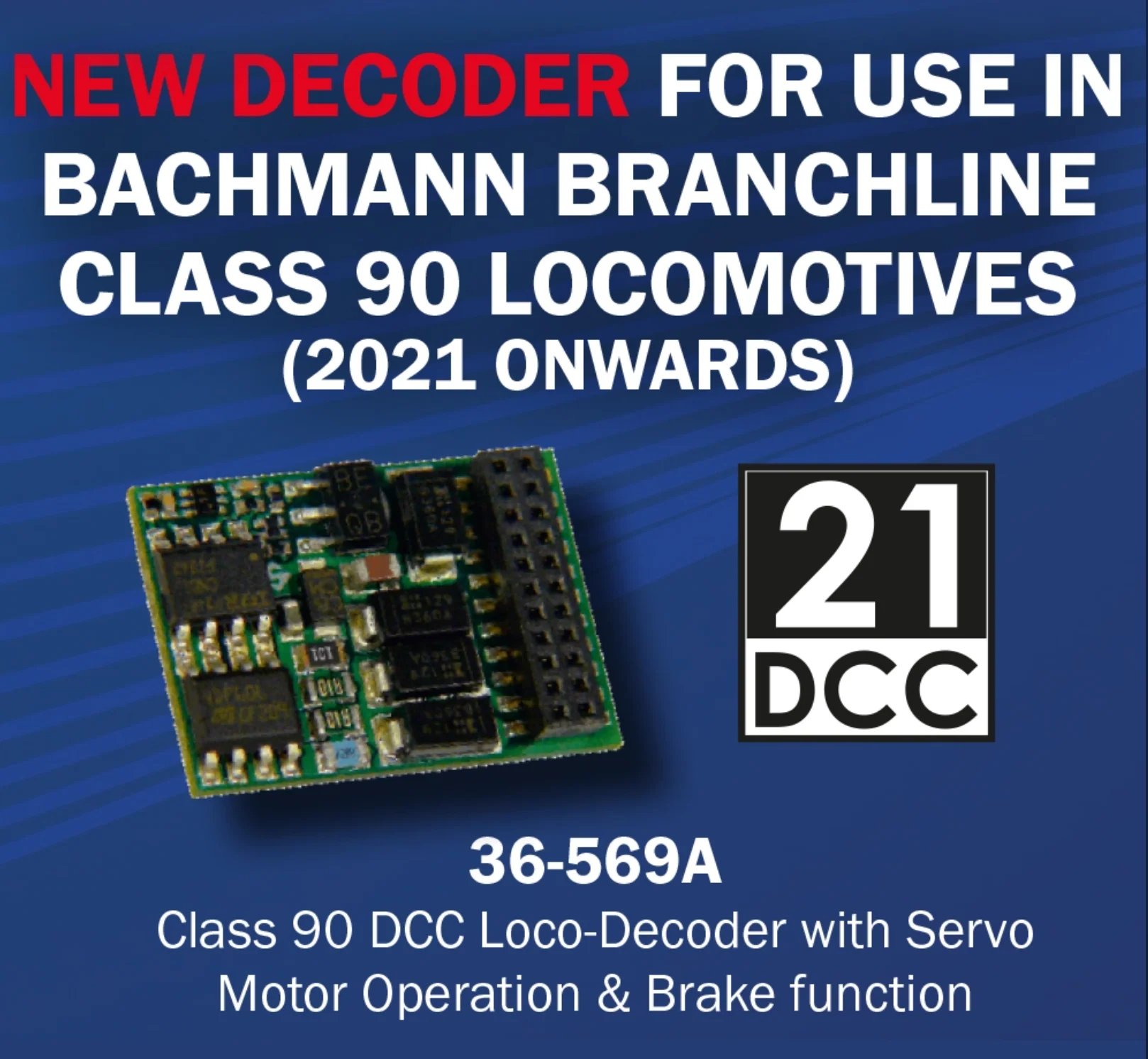 36-569A Class 90 DCC Loco-Decoder with Servo Motor Operation & Brake function