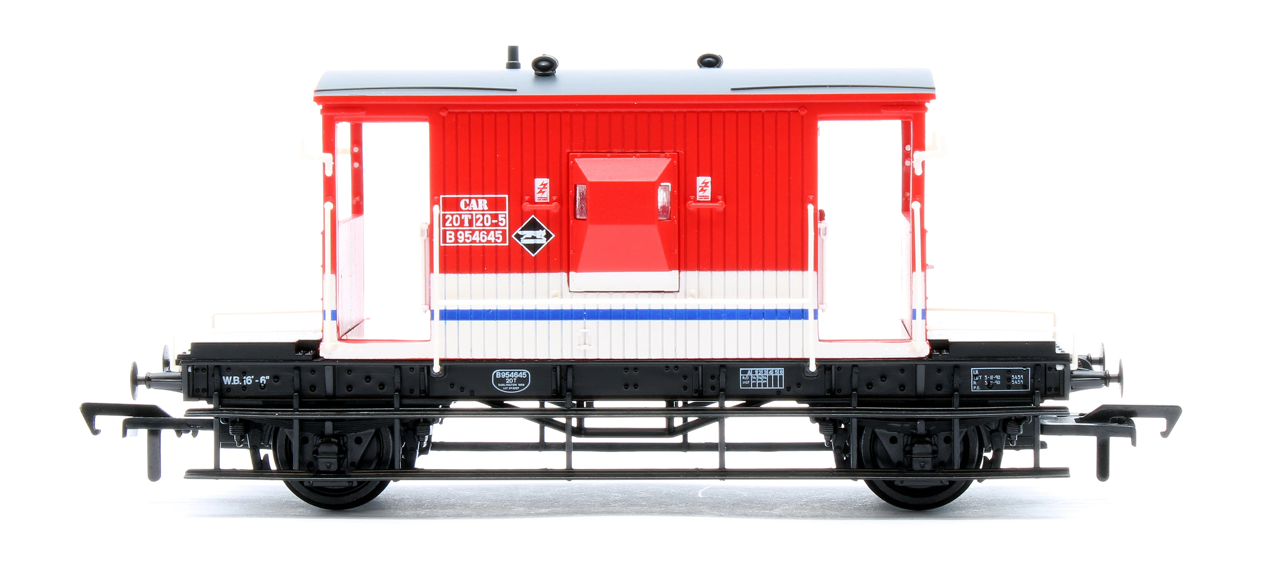 37-541 BR 20T Brake Van London Transport Barrier Vehicle Red & White B954645 - Image 3