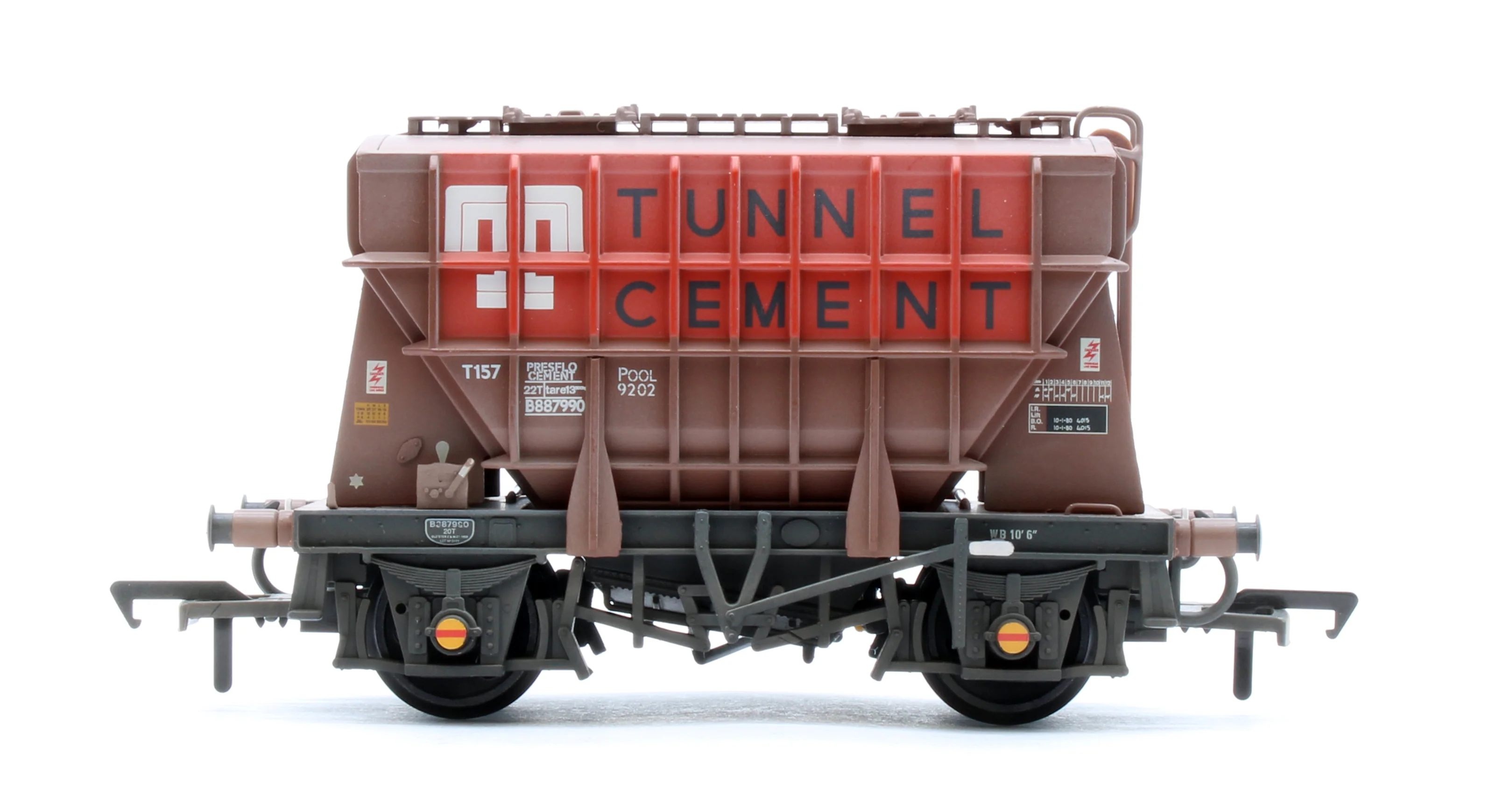 38-274 BR 22T CPV Presflo Bulk Powder Wagon BR Bauxite 'Tunnel Cement' No.B887990 - Weathered - Image 3