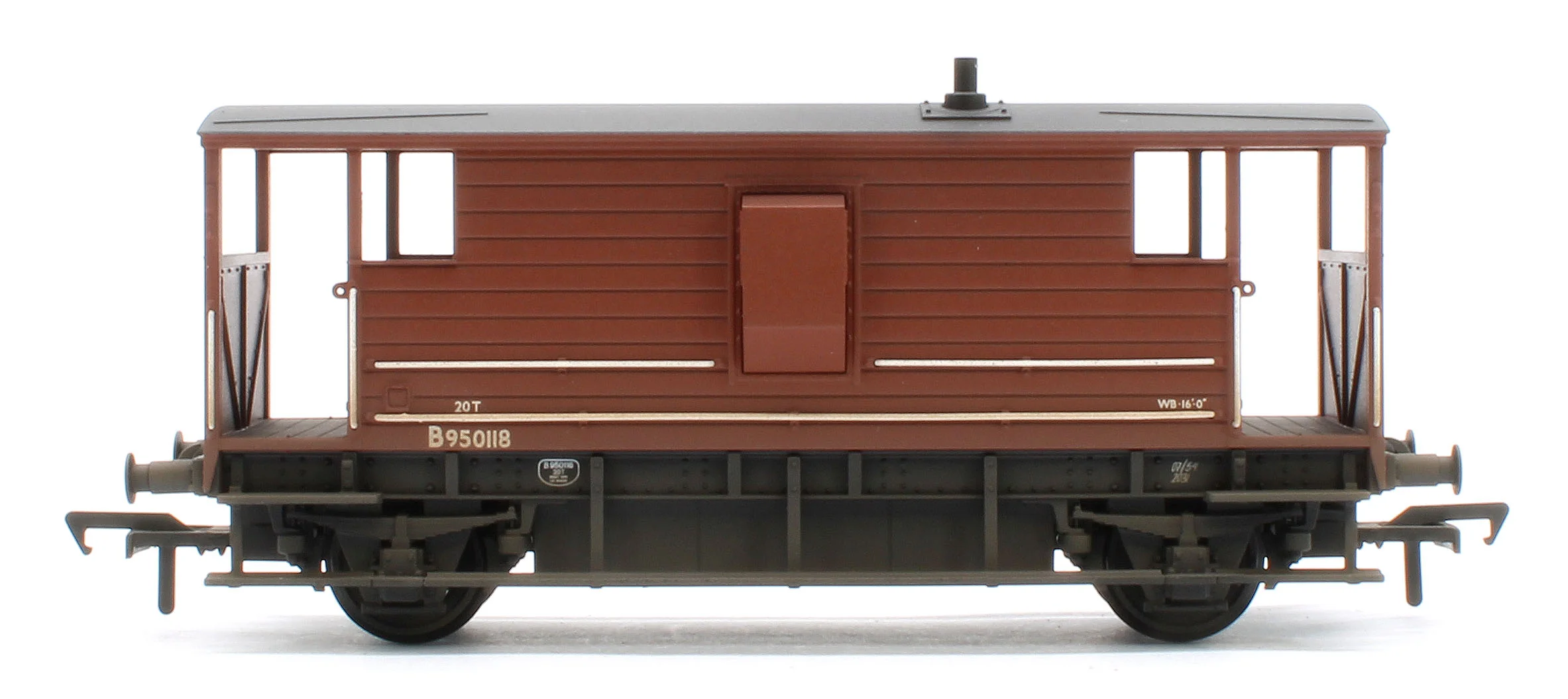 38-977 Pre-Owned LMS 20T Brake Van BR Bauxite (Early) No. B950118 - Weathered - Image 2