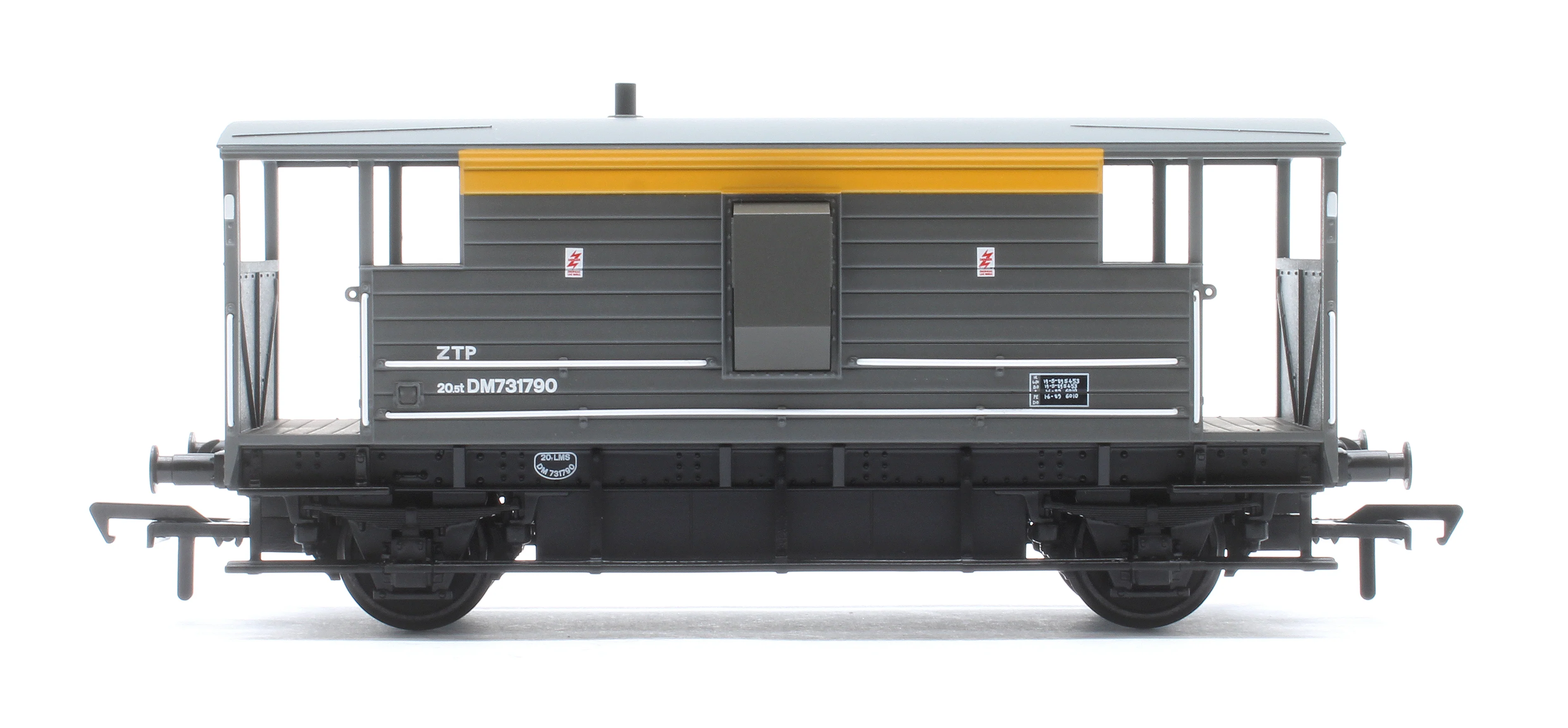 38-979 LMS 20T Brake Van BR Engineers Grey & Yellow No. DM731790 - Image 4