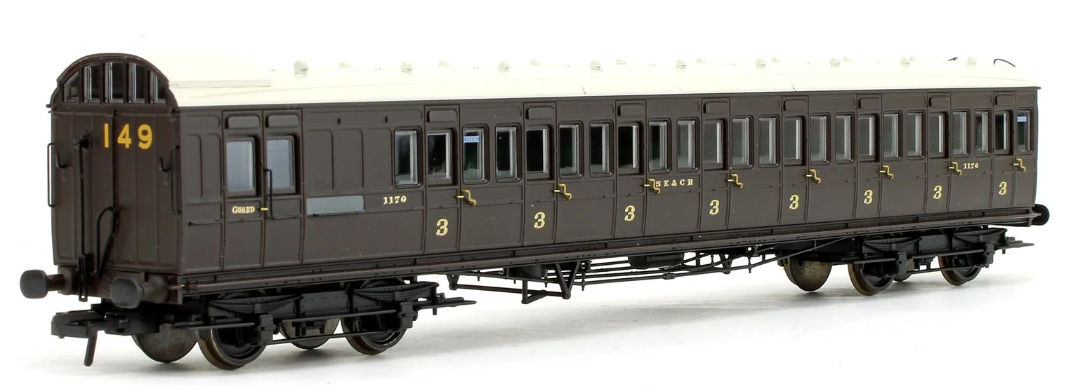 39-624 SE&CR 60ft Birdcage Brake Third SE&CR Wellington Brown 1170