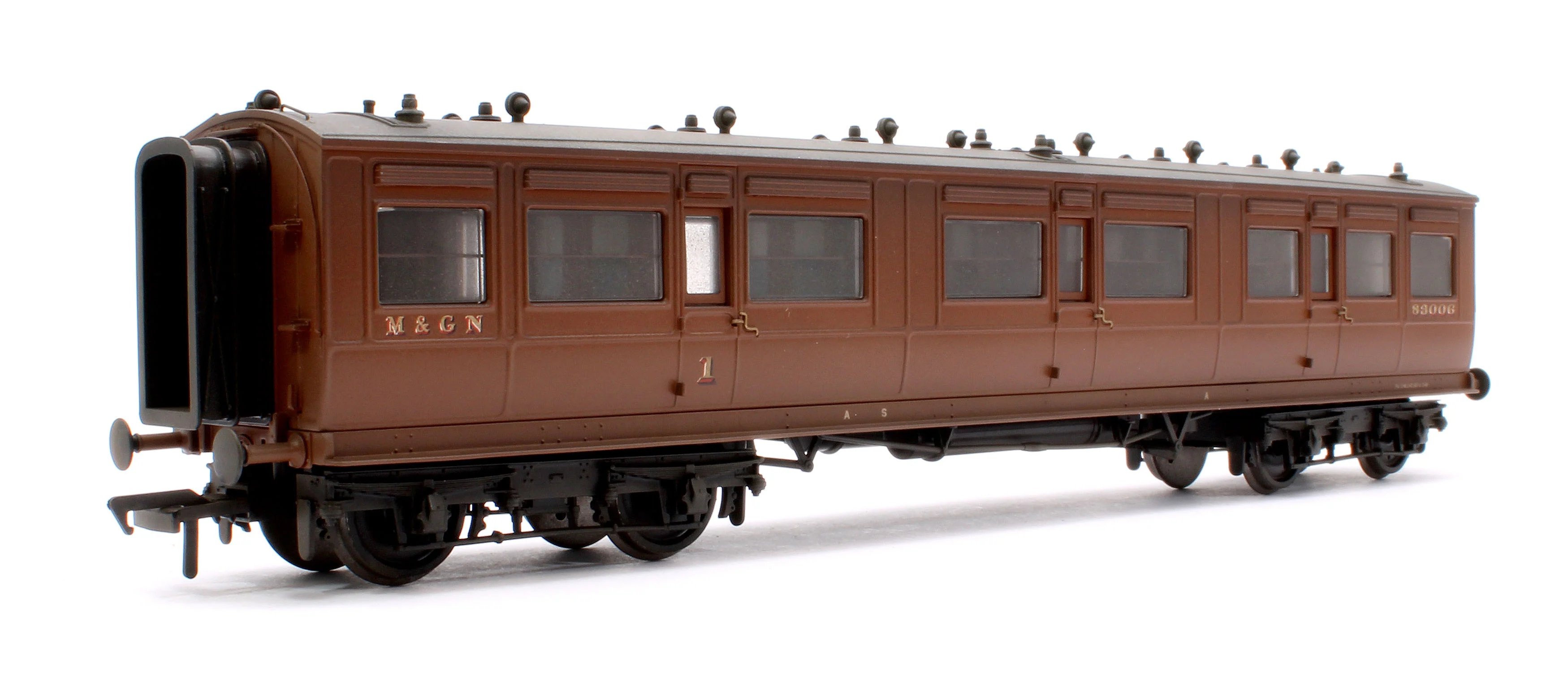 39-861W Custom Weathered LNWR 50ft Arc Roof Composite Corridor M&GN Brown No.83006 - Image 3