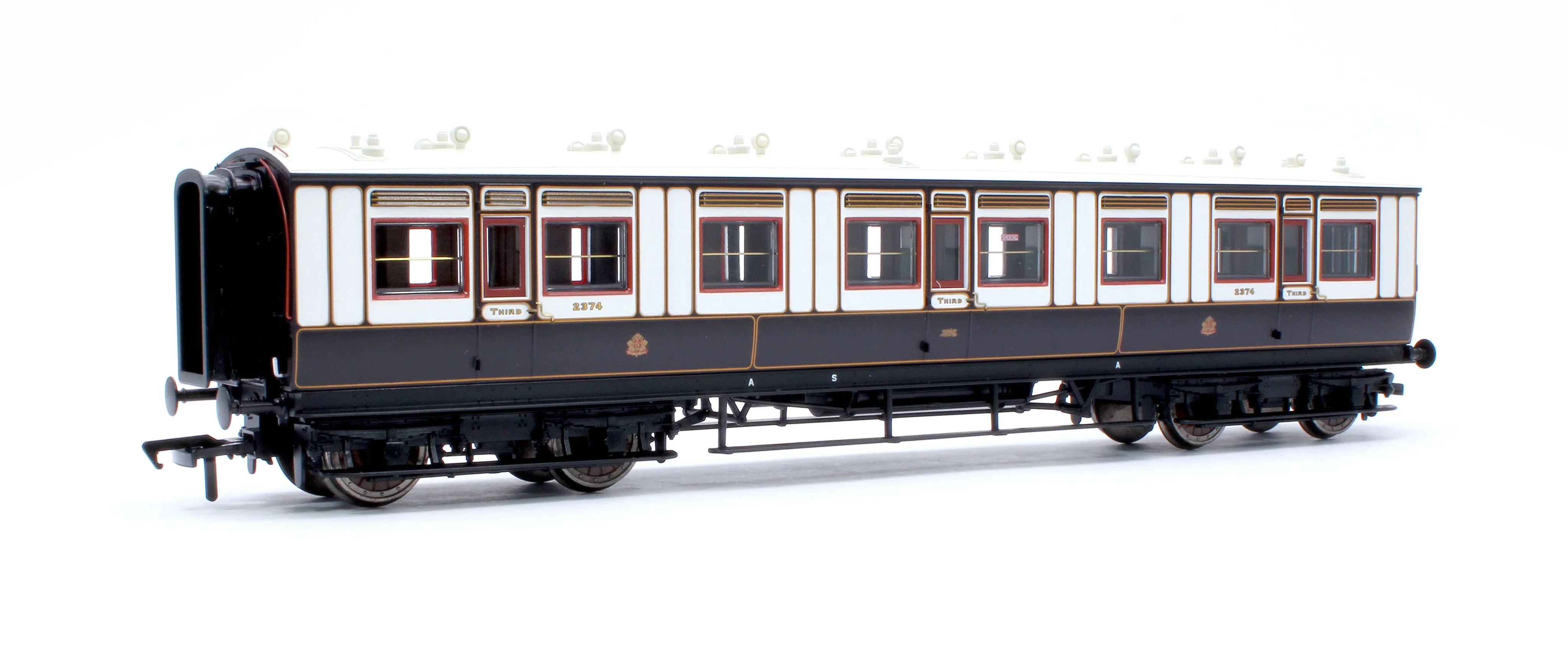 39-870A LNWR 50ft Arc Roof Third Corridor LNWR Dark Claret & White No.2374 - Image 3