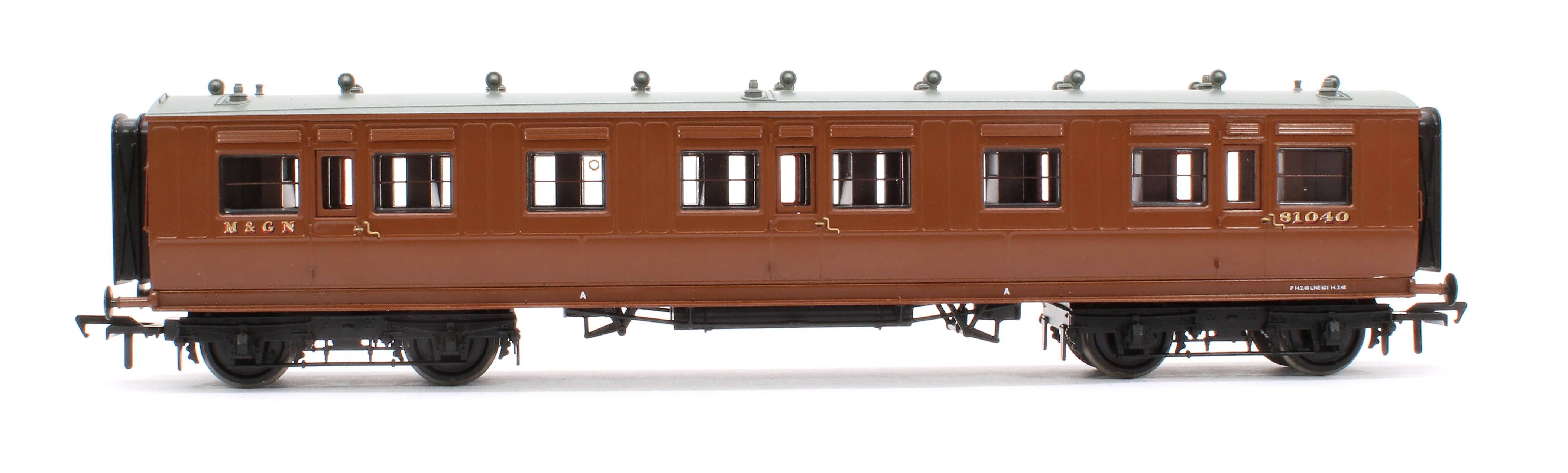 39-871A LNWR 50ft Arc Roof Third Corridor M&GN Brown No.81040 - Image 2