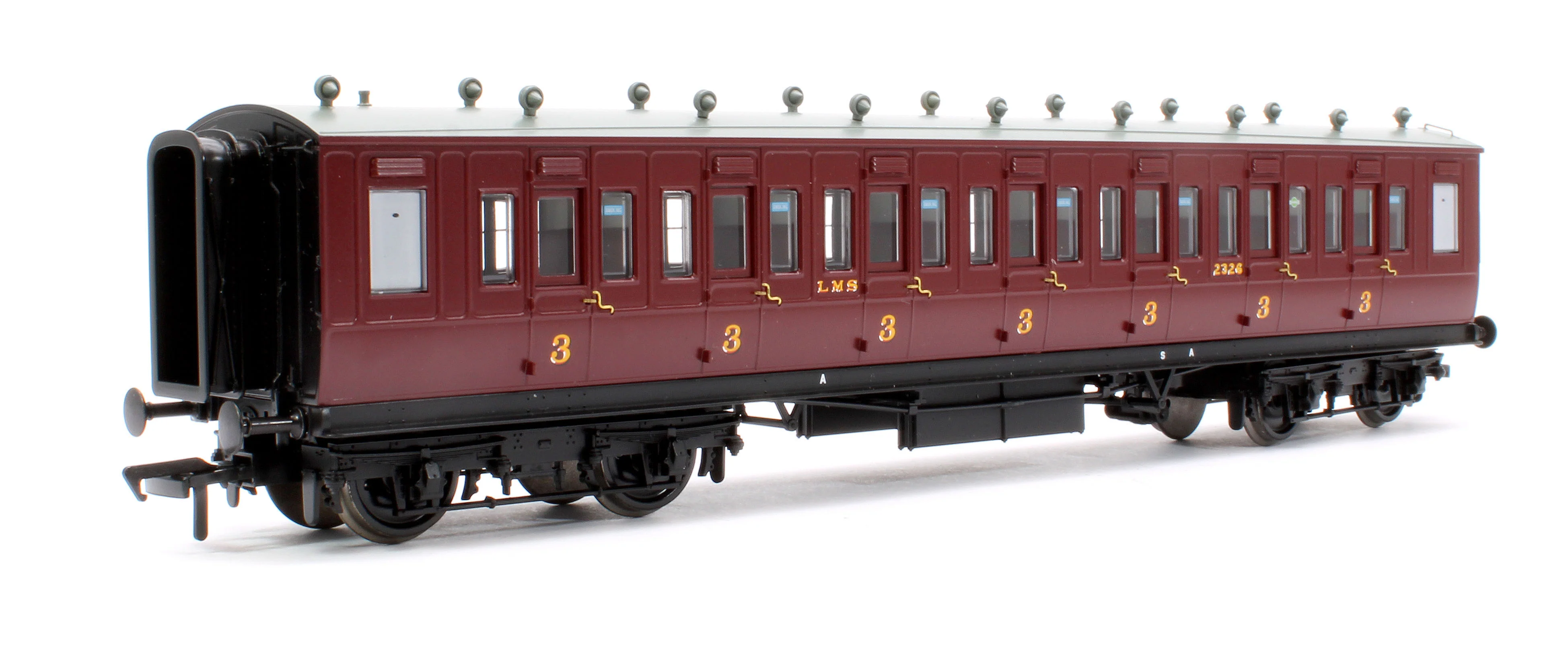 39-873 LNWR 50ft Arc Roof Third Corridor LMS Crimson Lake No.2326 - Image 3