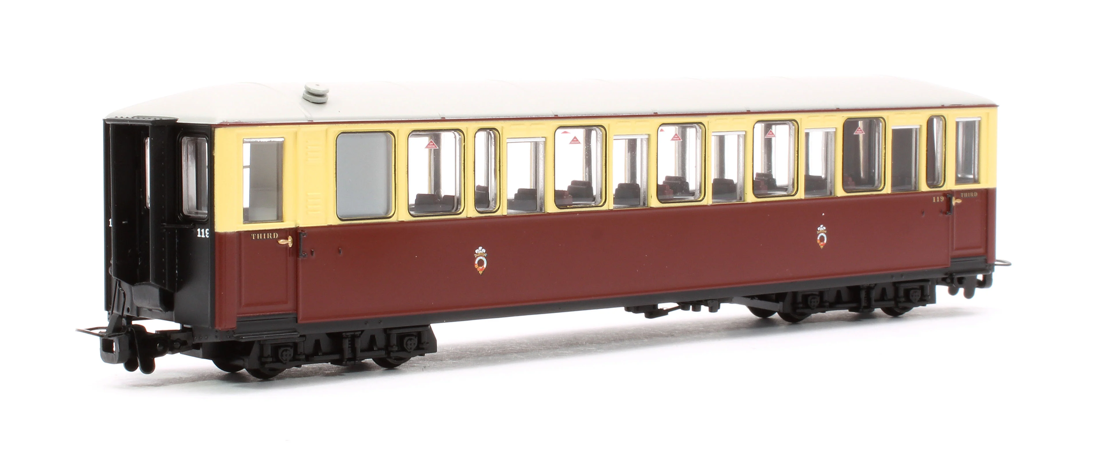 394-100 Ffestiniog Railway 'Tin Car' Saloon Third No. 119 FR Crimson & Cream - Image 3