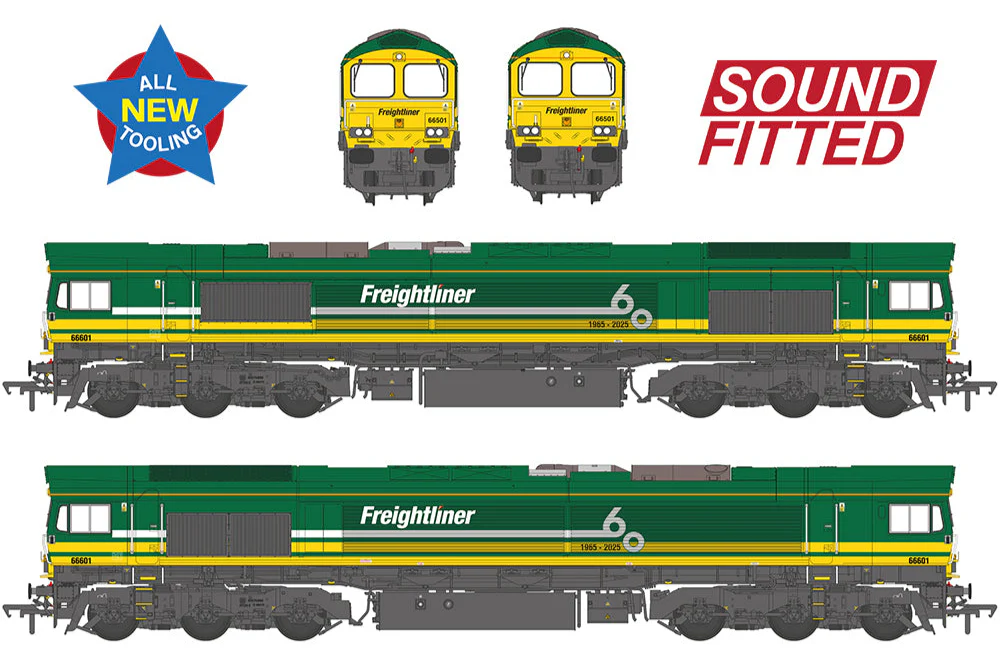 50-012SF Class 66/6 66601 Freightliner 60 1965-2025 Freightliner Green Diesel Locomotive - DCC Sound