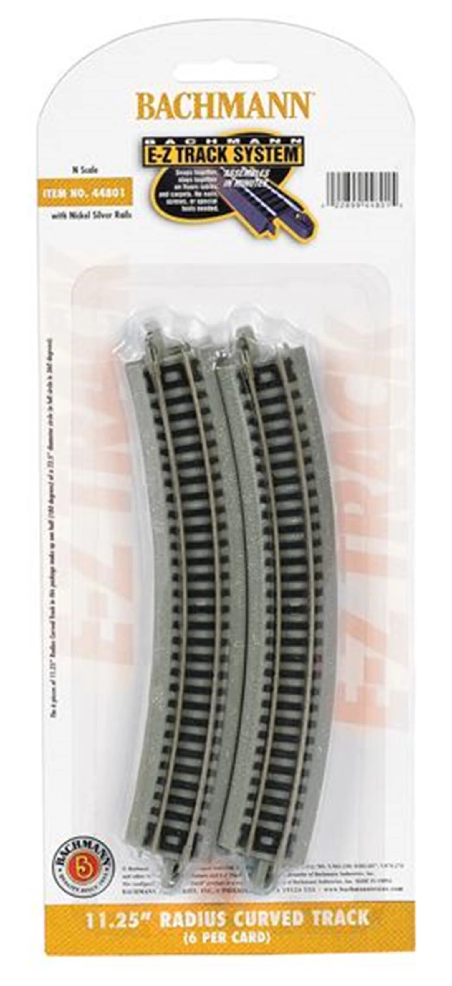 44801 Bachmann E-Z Track 44801 11¼ Radius Curved Track (6/Card)