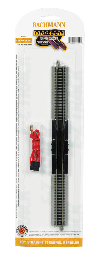 44820 10" Straight Terminal Rerailer w/Wire (1/Card)