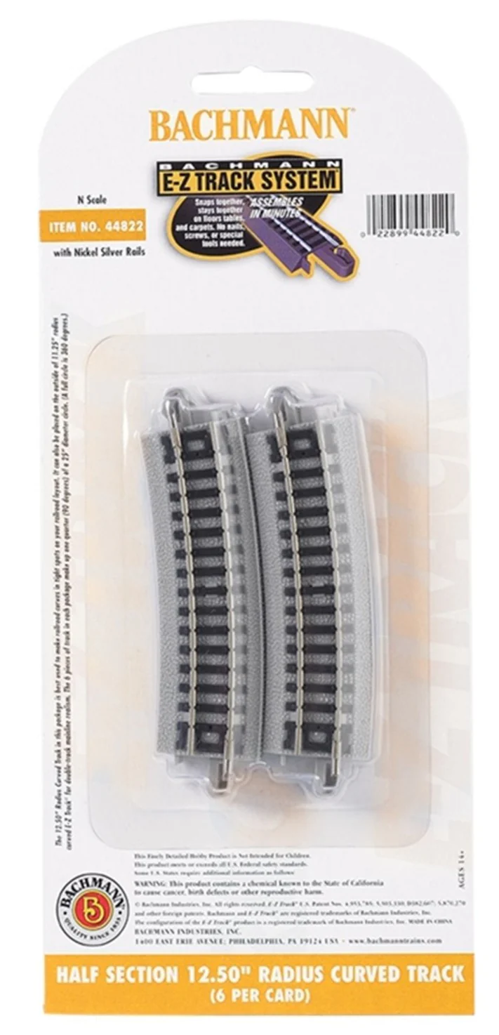 44822 Half Sect 12.50in. Rad Curved Track (6/Card)