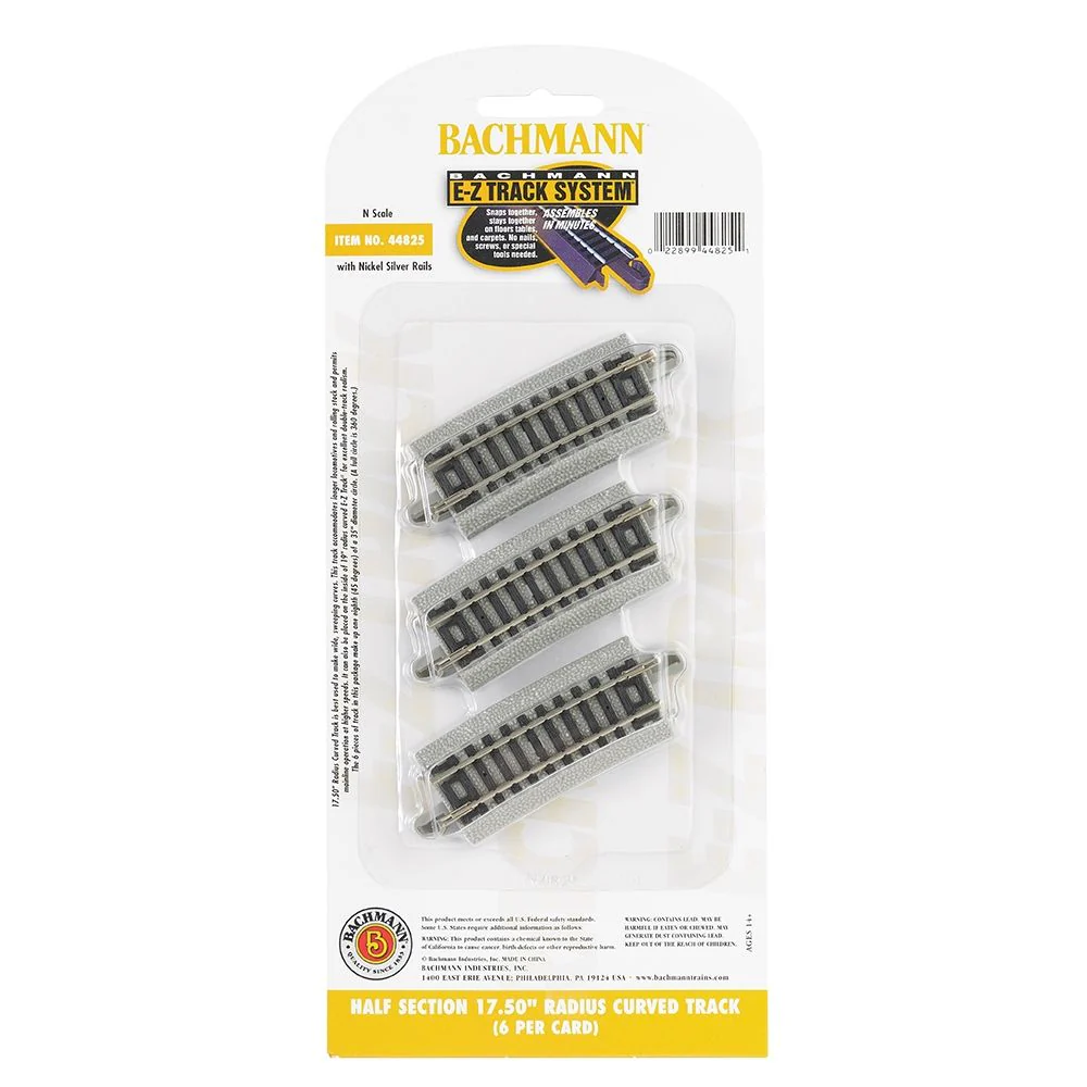 44825 Half Section 17.50'' Radius Curved Track (6/Card)