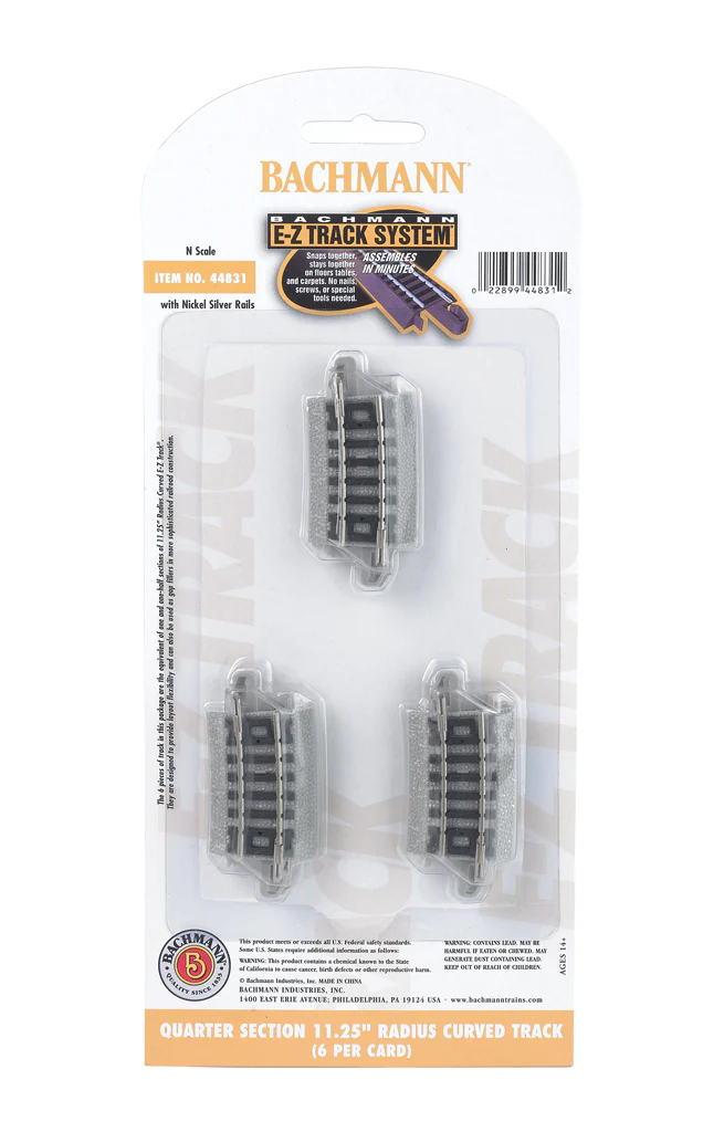 44831 Quarter Section 11.25'' Radius Curved Track (6/Card)