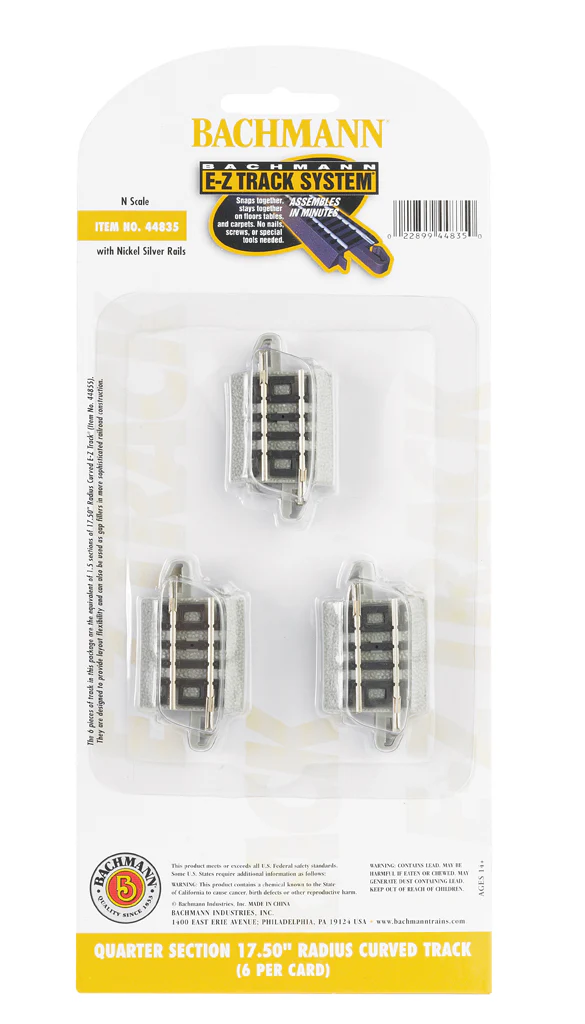 44835 Quarter Section 17.50'' Radius Curved Track (6/Card)