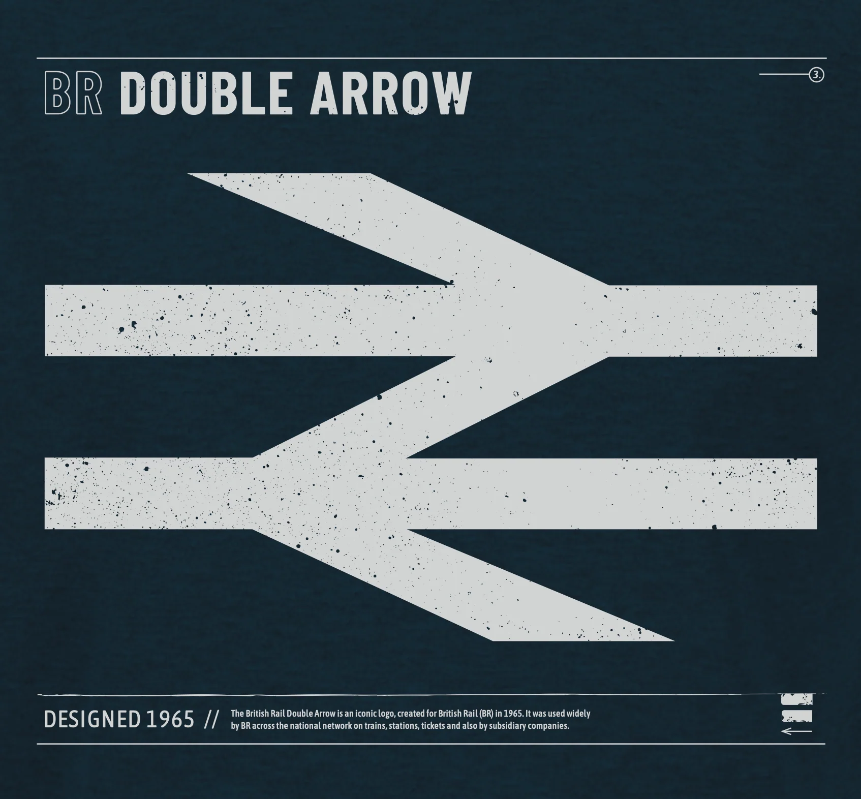 BRLOGO-TEE British Railways Heritage BR Double Arrow Logo Railway T Shirt (French Blue) - Image 2