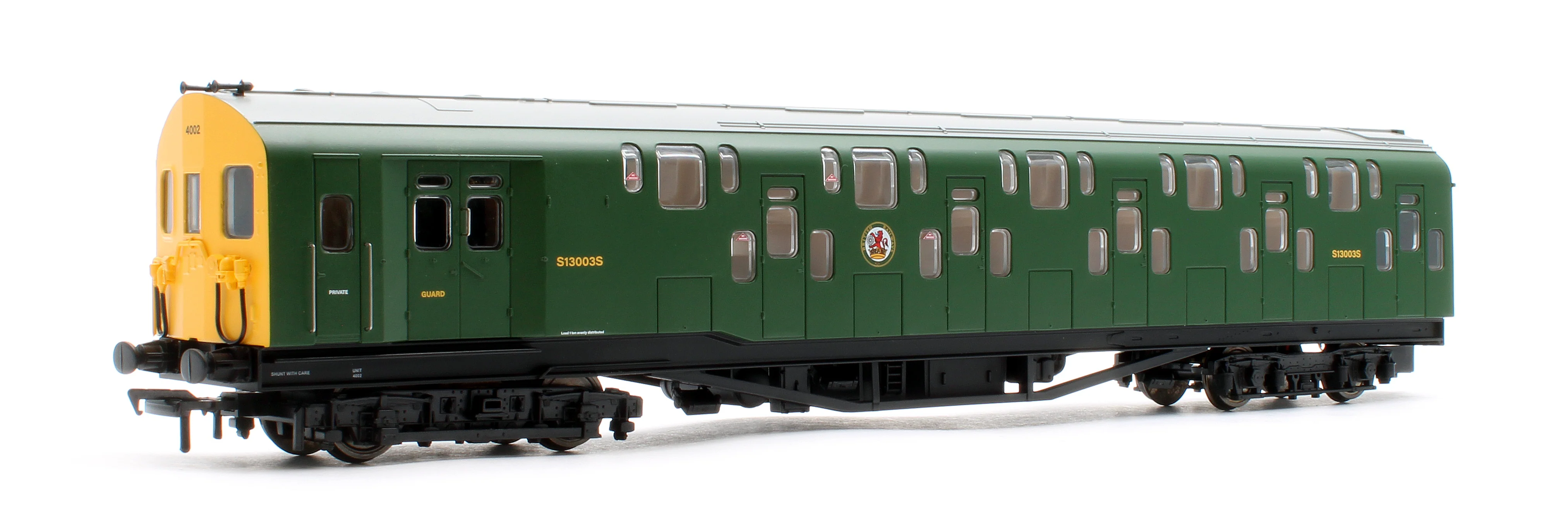 KRM-4DD-OO-S-2-G2 Bulleid Class 4DD Double Decker 4 Car EMU 4002/4902 BR Green with Full Yellow Ends - Sound Fitted - Image 4
