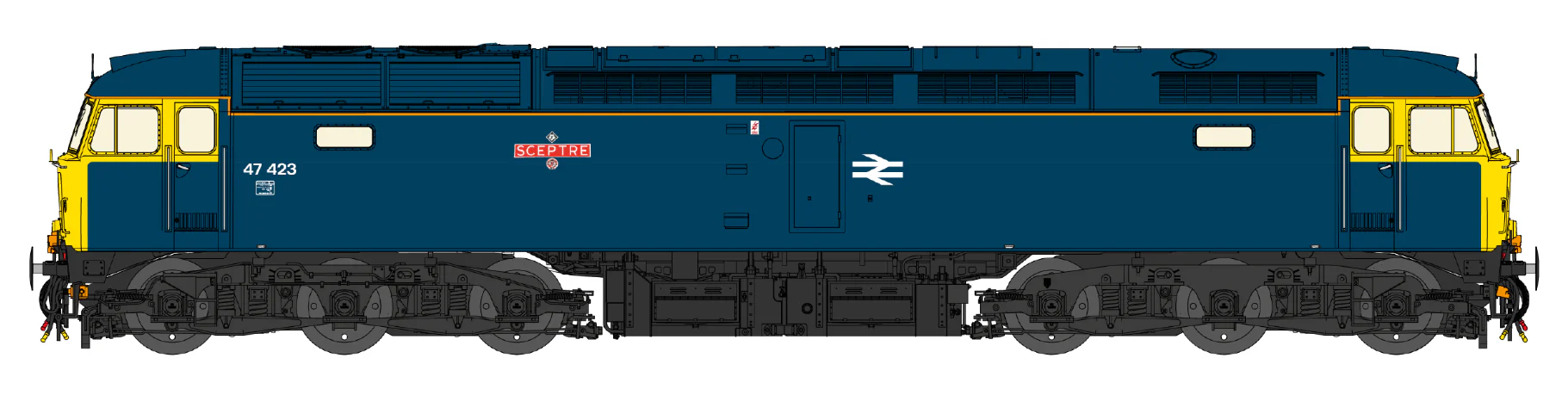 CM-47423-BRBW Highly Detailed Premium Weathered Class 47 BR Blue No.47423 Diesel Locomotive