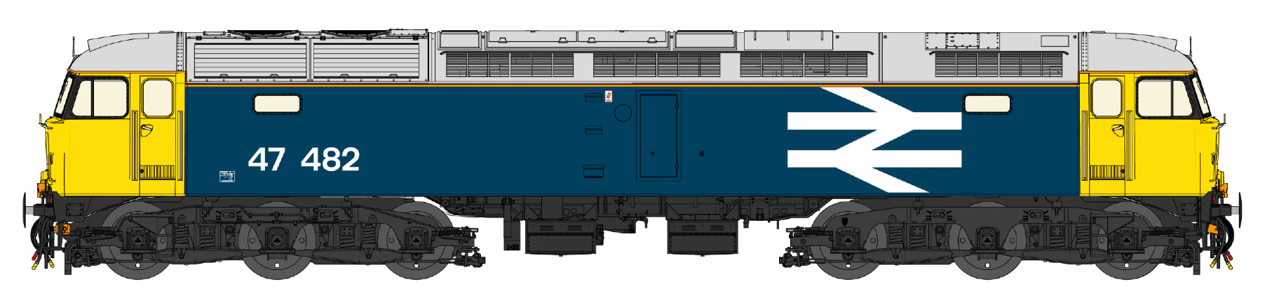 CM-47482-LL-SFW Highly Detailed Premium Weathered Class 47 BR Blue Large Logo No.47482 Diesel Locomotive - DCC Sound