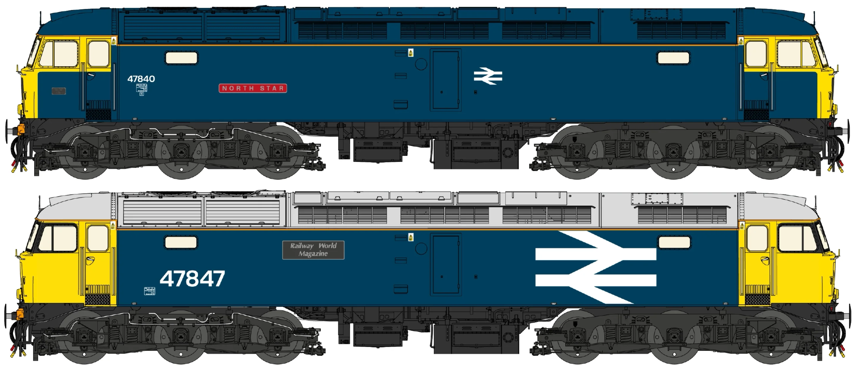 CM-47840/847-CCFP Class 47 BR Blue/Large Logo Cross Country Farewell No.47840/847 Diesel Locomotive Twin Pack