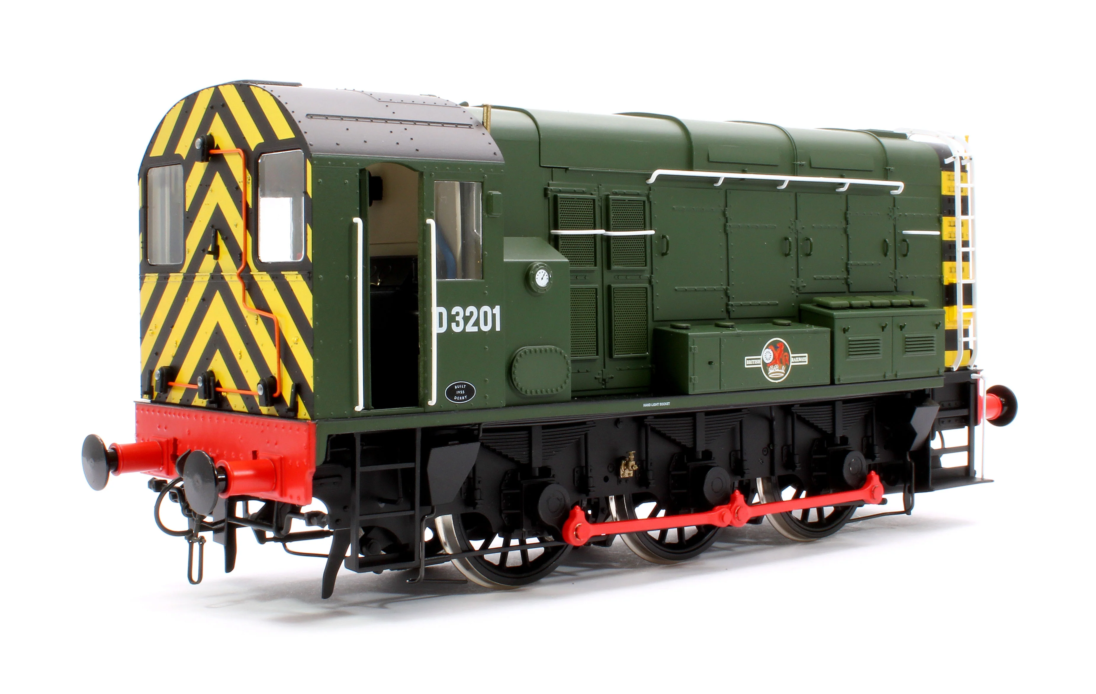 7D-008-019S Class 08 D3201 BR Green Late Crest With Wasp Stripes Diesel Shunter Locomotive - DCC Sound - Image 3