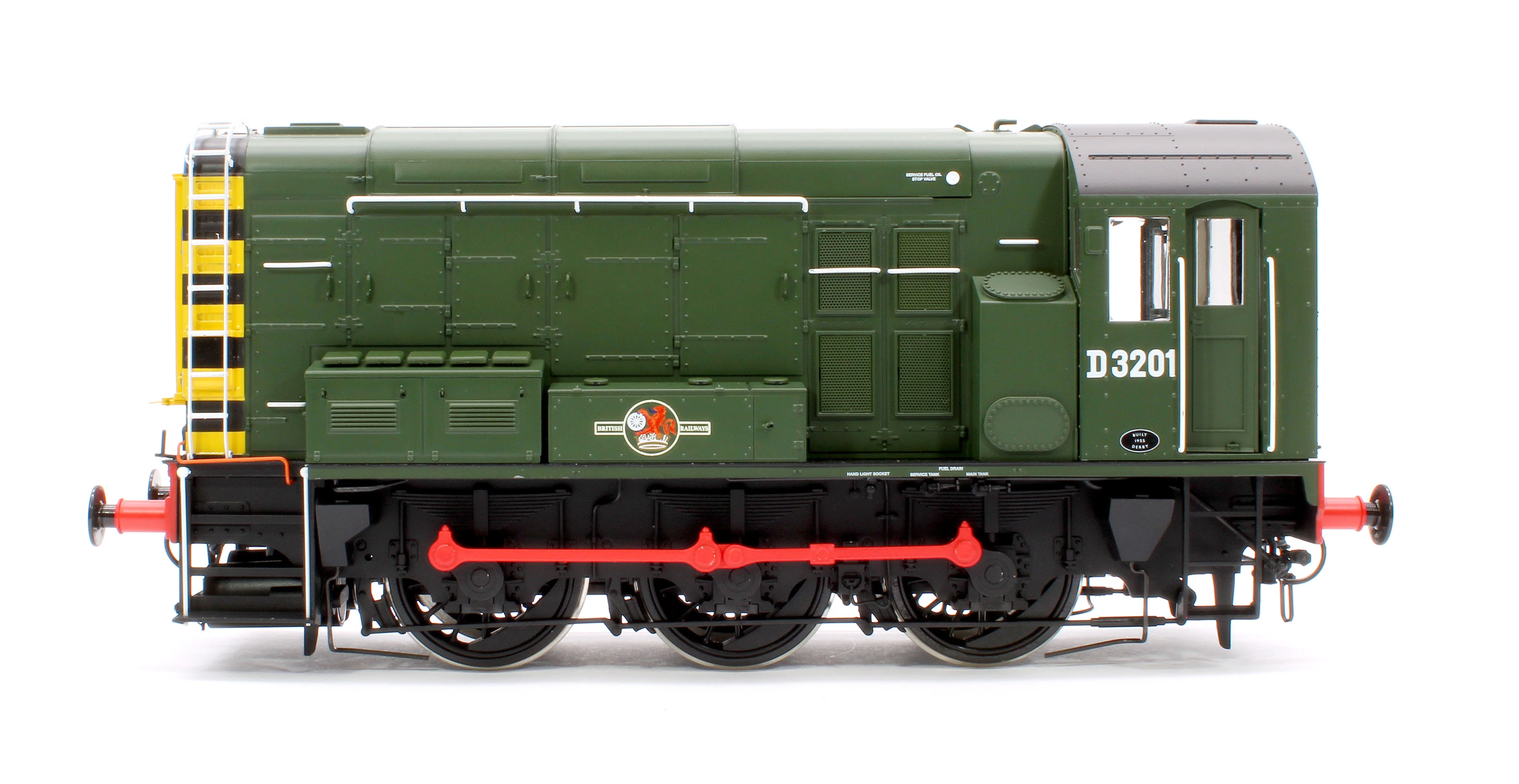 7D-008-019S Class 08 D3201 BR Green Late Crest With Wasp Stripes Diesel Shunter Locomotive - DCC Sound - Image 5