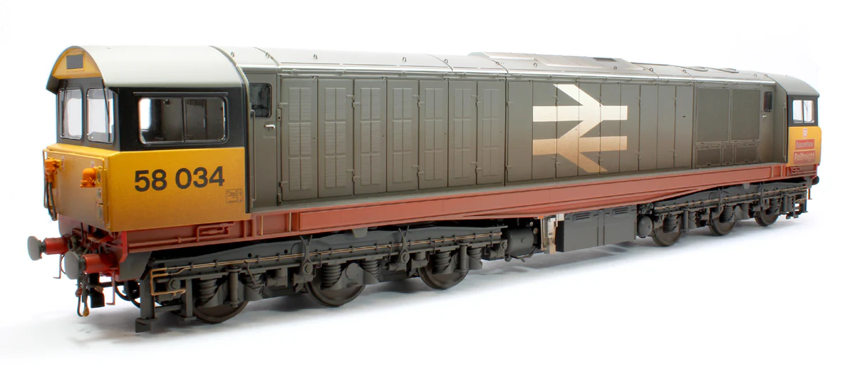 5855 Class 58 Railfreight Red Stripe 58034 Bassetlaw Diesel Locomotive - Weathered