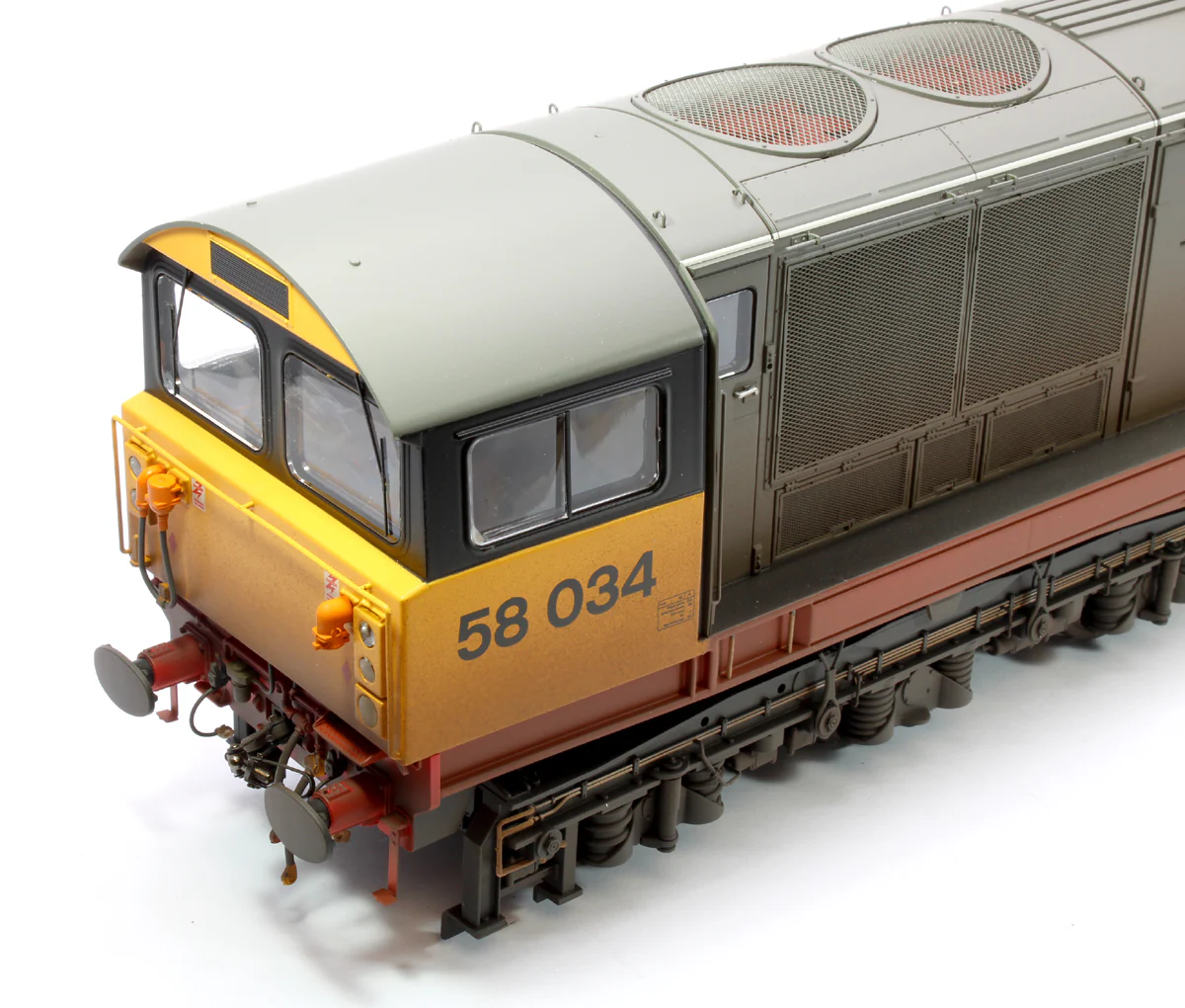 5855 Class 58 Railfreight Red Stripe 58034 Bassetlaw Diesel Locomotive - Weathered - Image 7