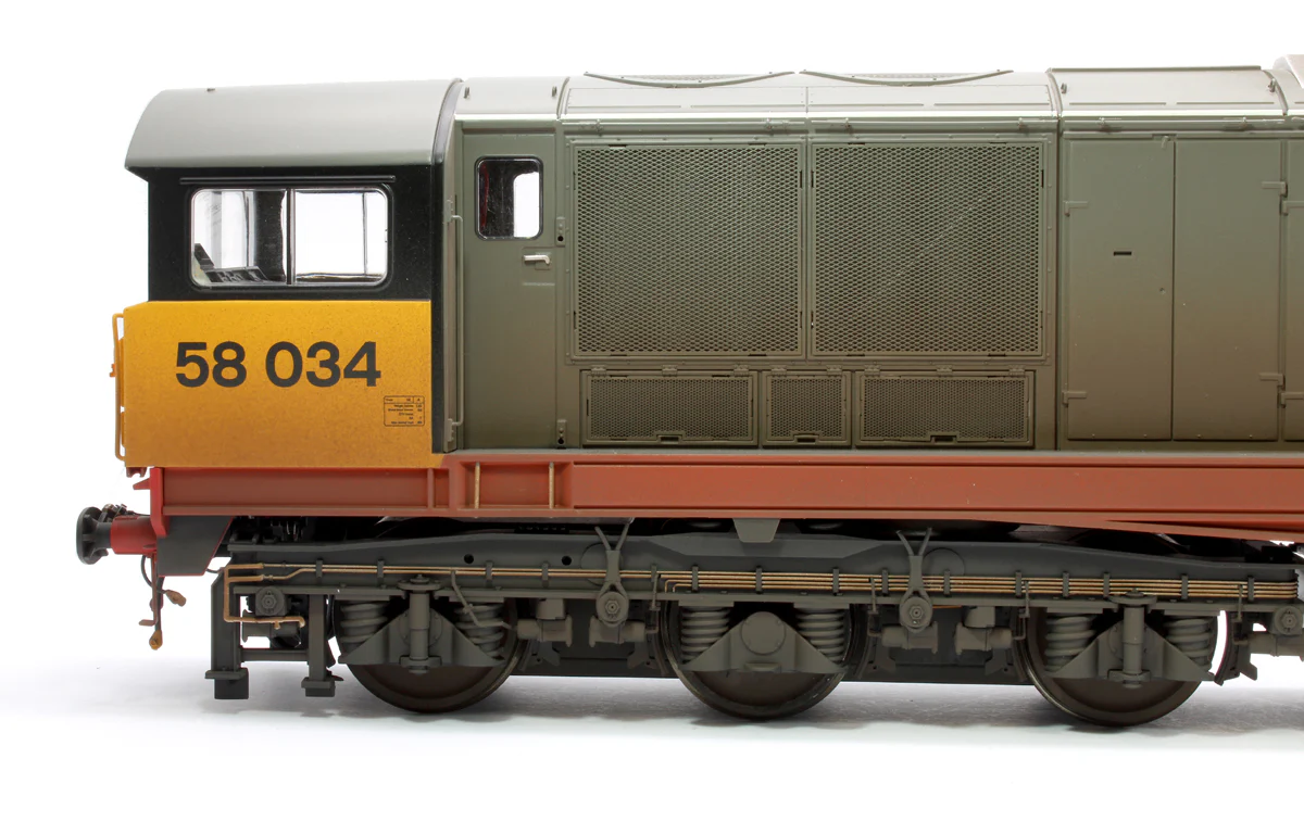 5855 Class 58 Railfreight Red Stripe 58034 Bassetlaw Diesel Locomotive - Weathered - Image 8