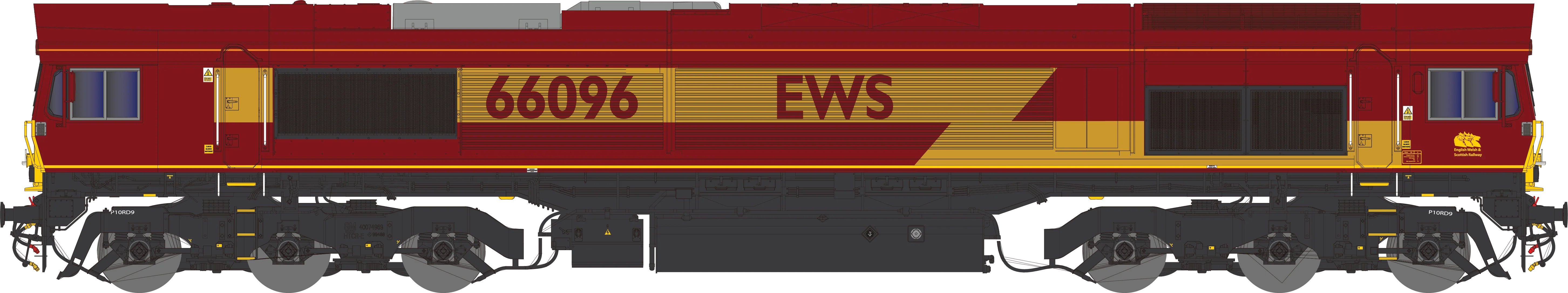 2D-066-002 Class 66 66096 EWS Red / Gold Diesel Locomotive