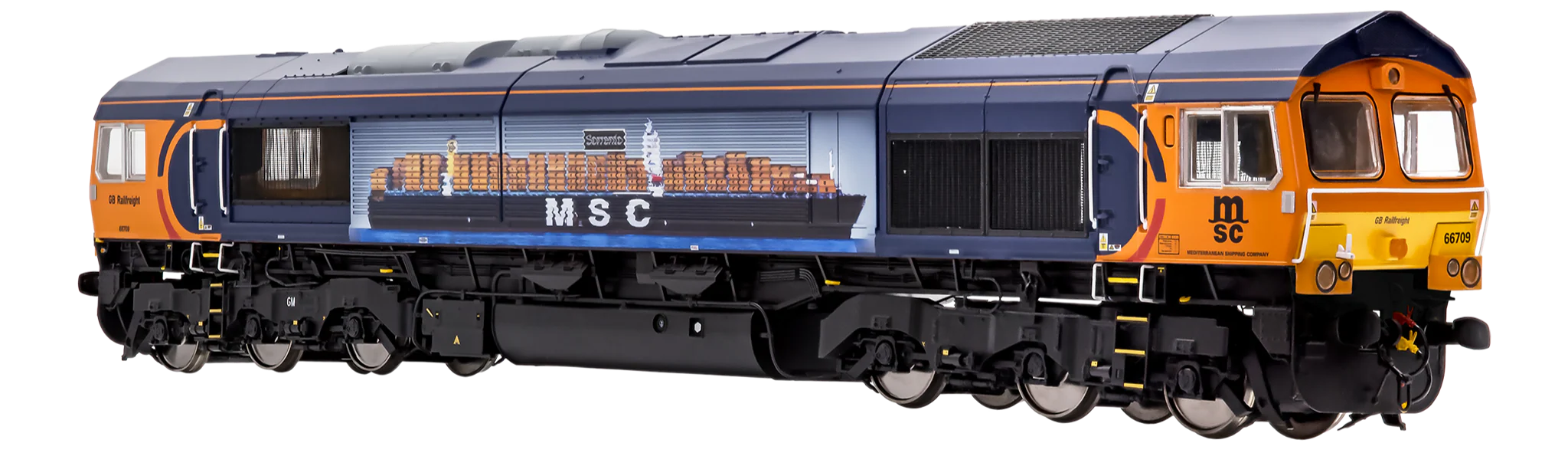 7D-066-003S Class 66 709 GBRF Sorrento MSC Livery Diesel Locomotive - DCC Sound - Image 4