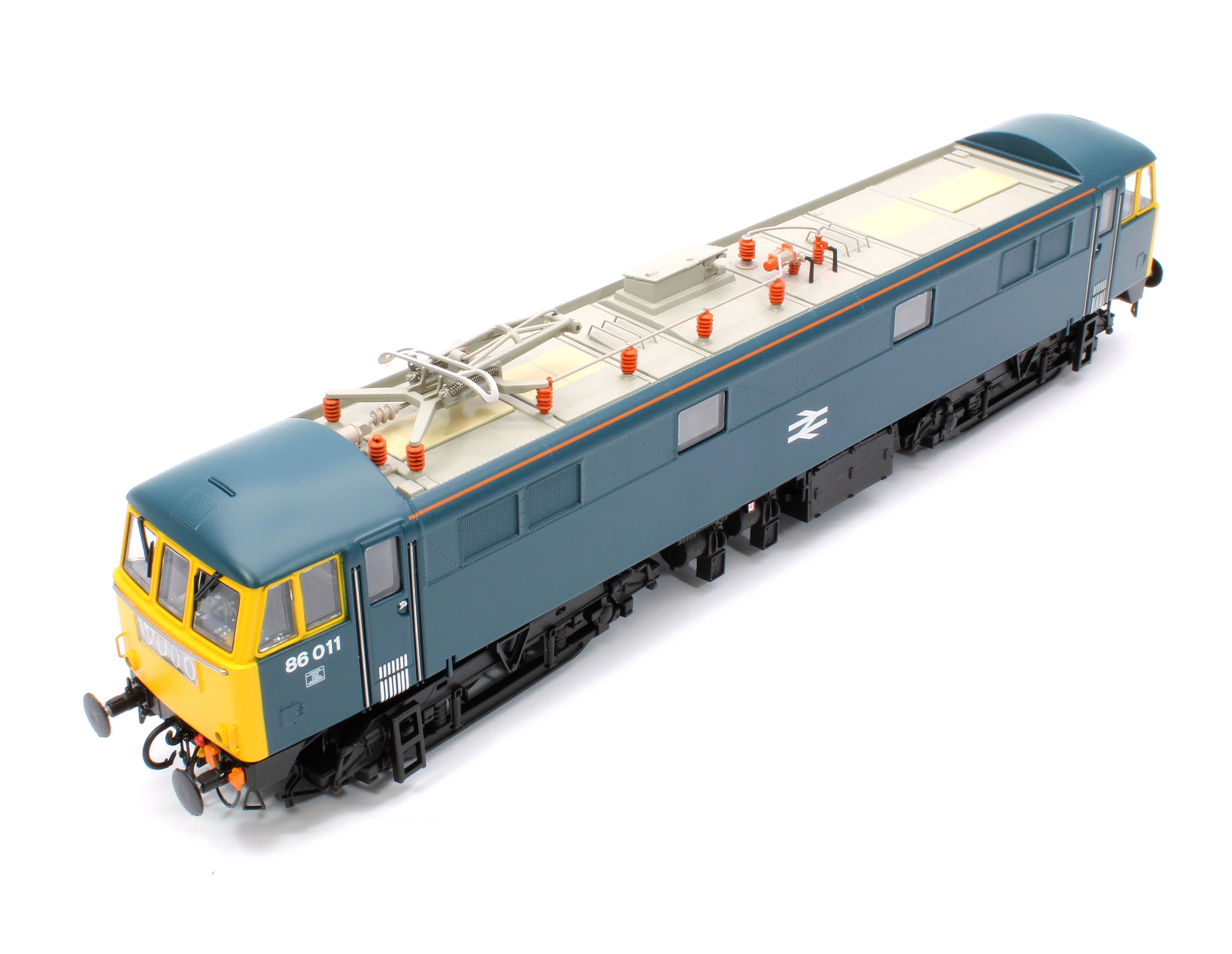 8659 Class 86 BR Rail Blue 86011 with FYE, Orange Cantrail Warning Stripe (Faiveley Pantograph) (V3a) Electric Locomotive - Image 11
