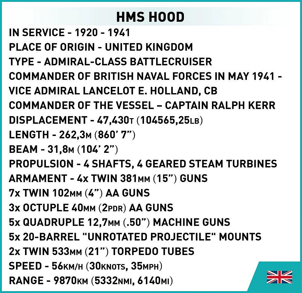 COB4830 HMS Hood WWII (2613 pcs) Model Kit - Image 6