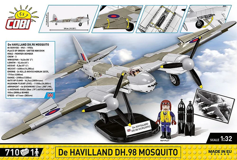 COB5735 De Havilland DH-98 Mosquito WWII (695 pcs) Model Kit - Image 5